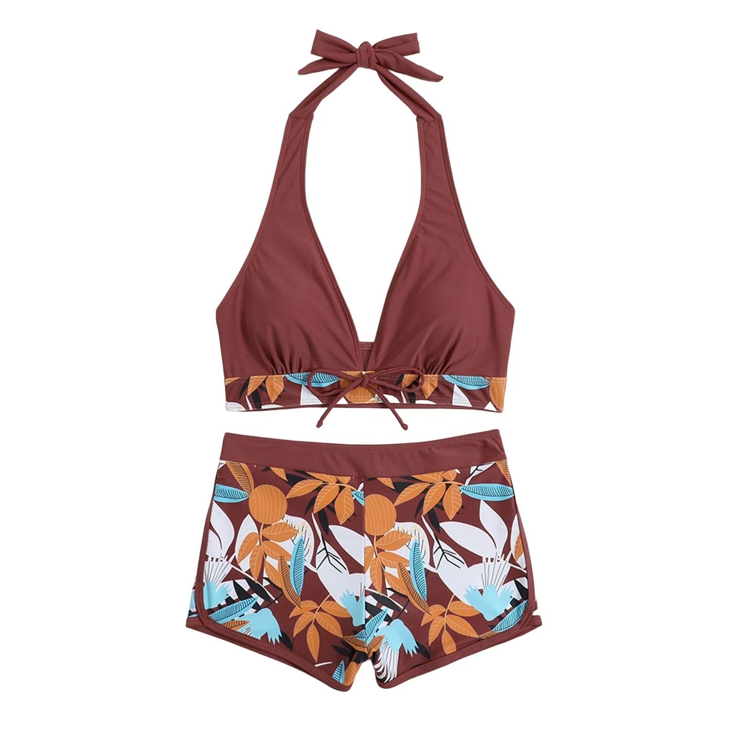 Retro Leaf Print Bikini Collection