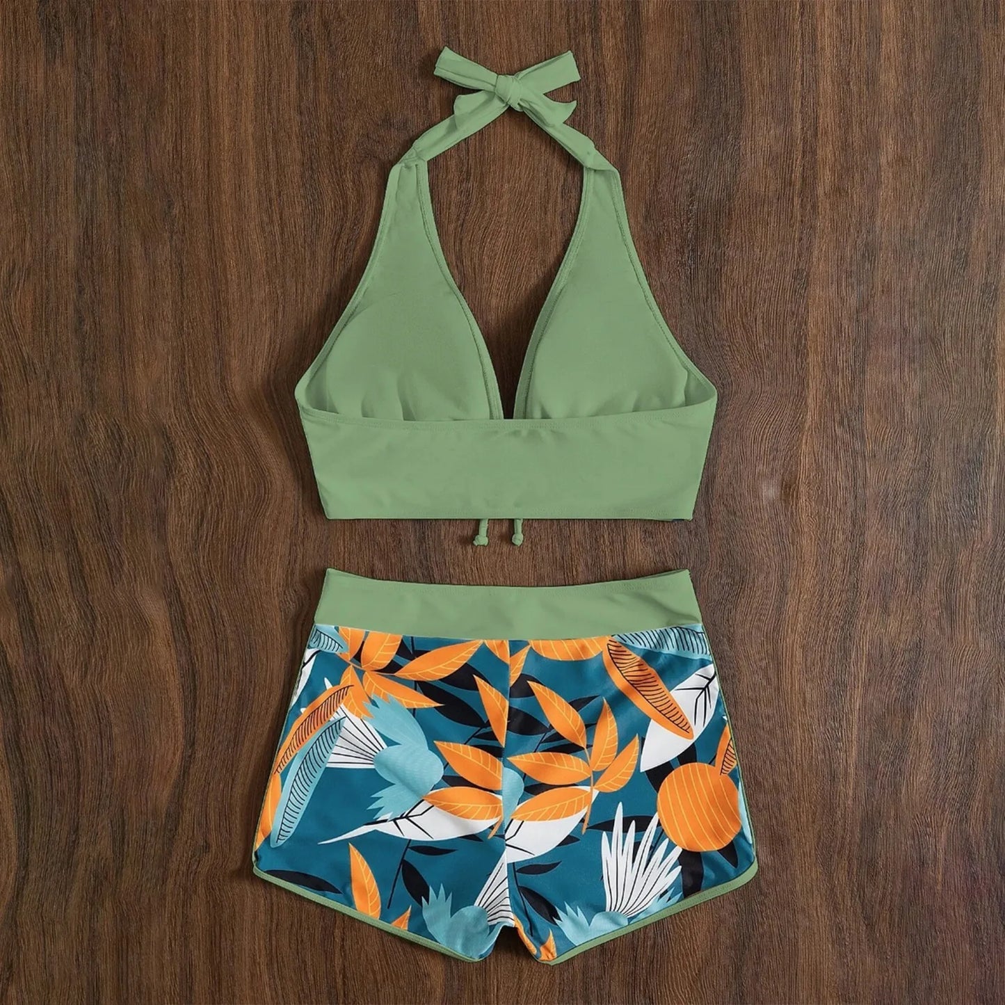 Retro Leaf Print Bikini Collection