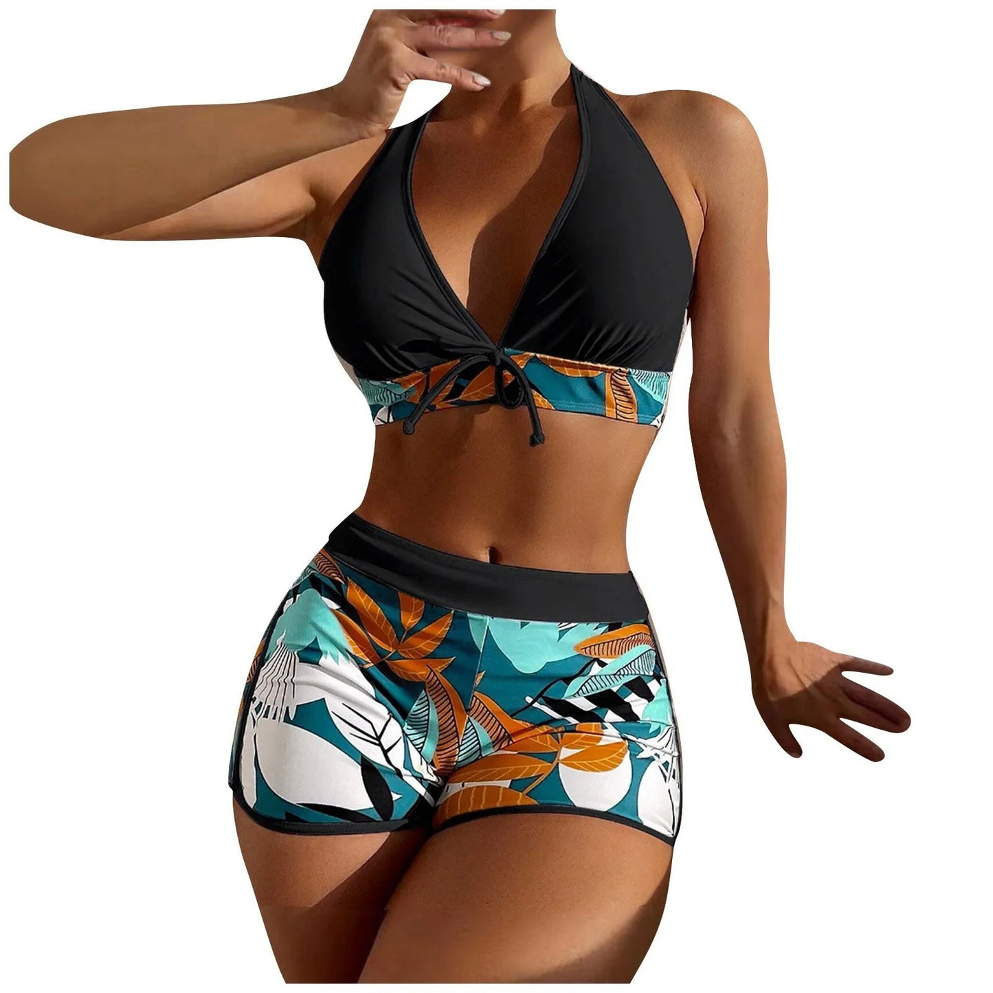 Retro Leaf Print Bikini Collection