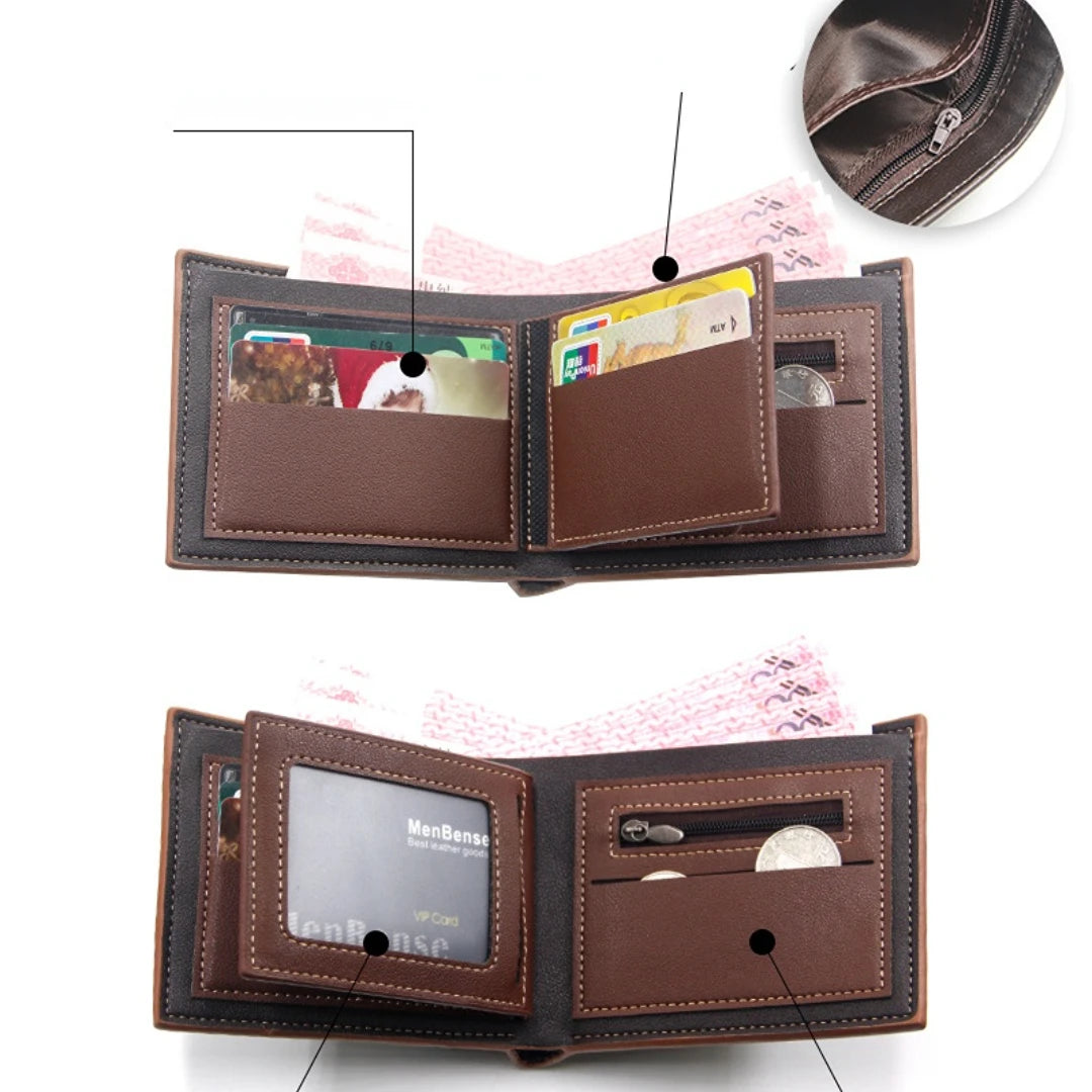 Men's Short Frosted Large Capacity Leather Wallet Collection