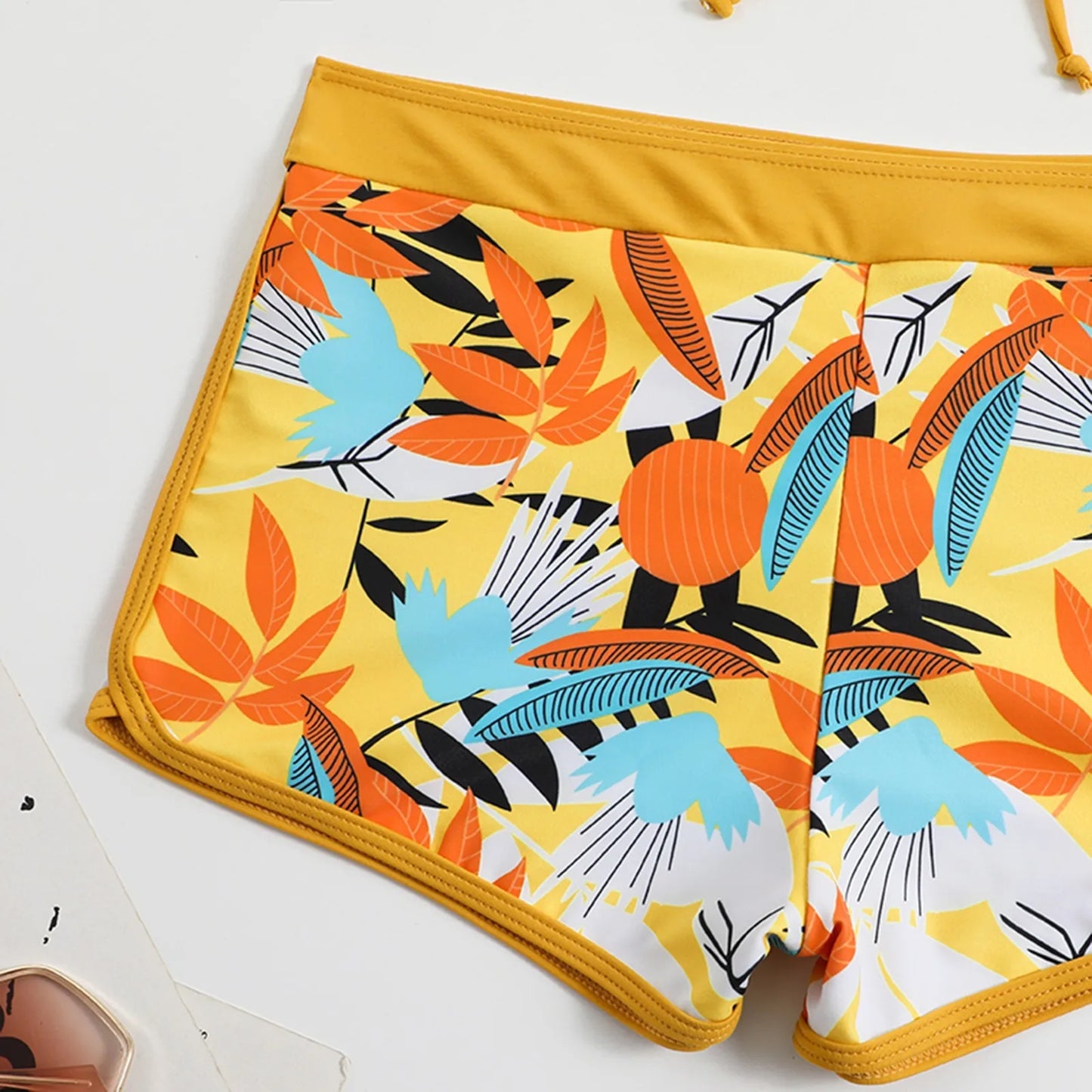 Retro Leaf Print Bikini Collection