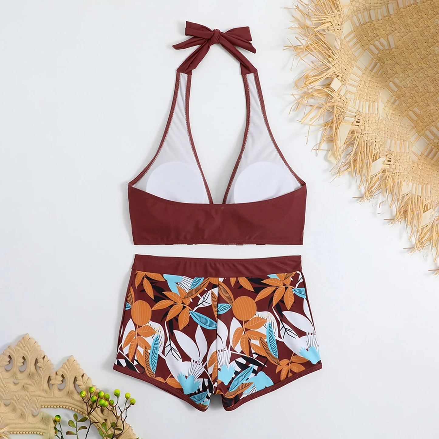 Retro Leaf Print Bikini Collection
