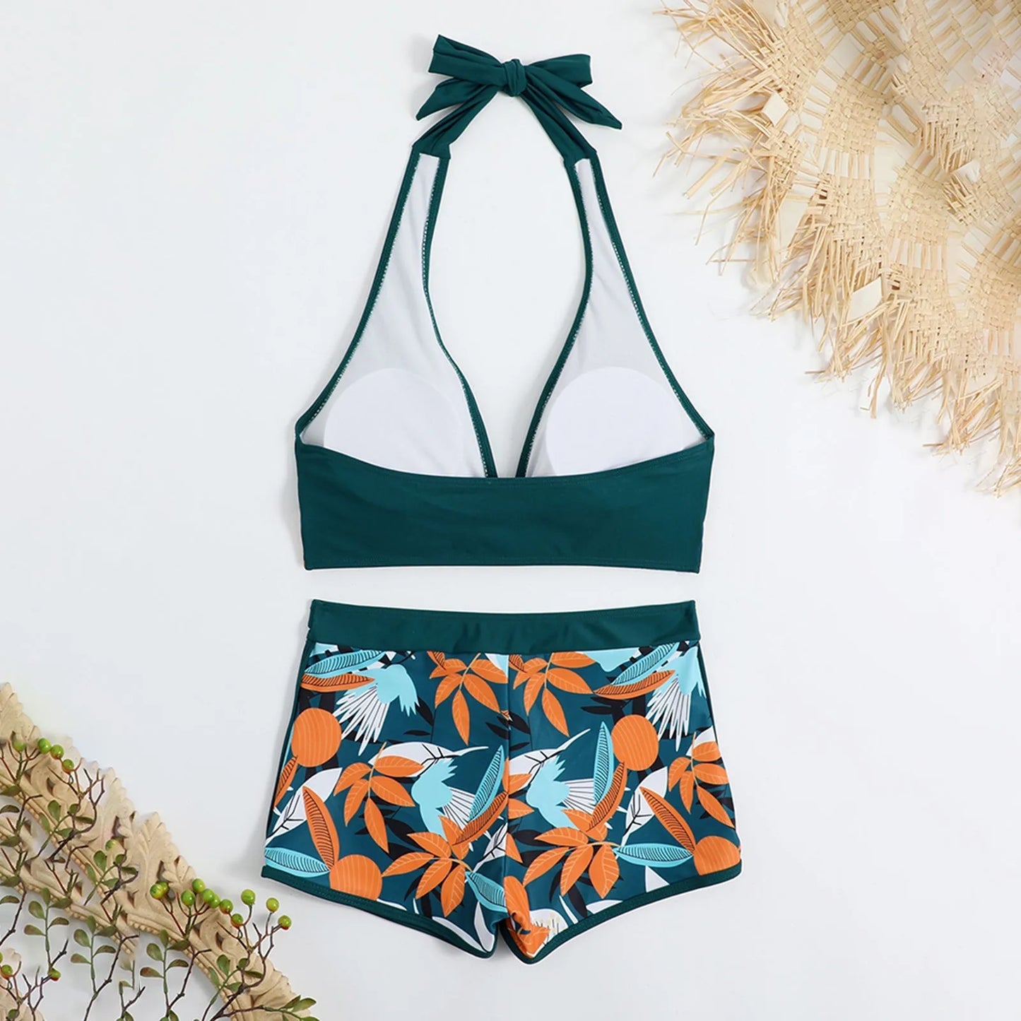 Retro Leaf Print Bikini Collection