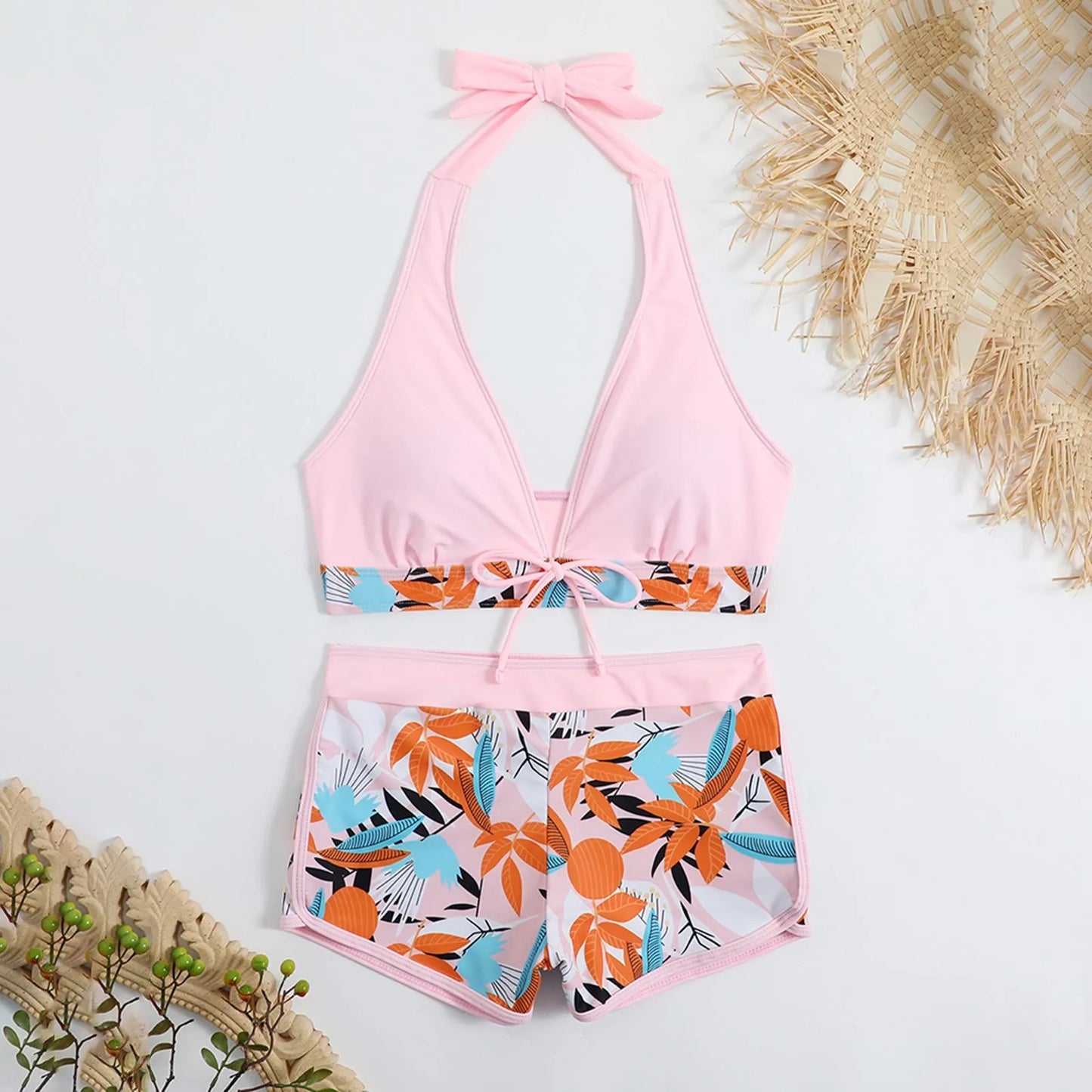 Retro Leaf Print Bikini Collection