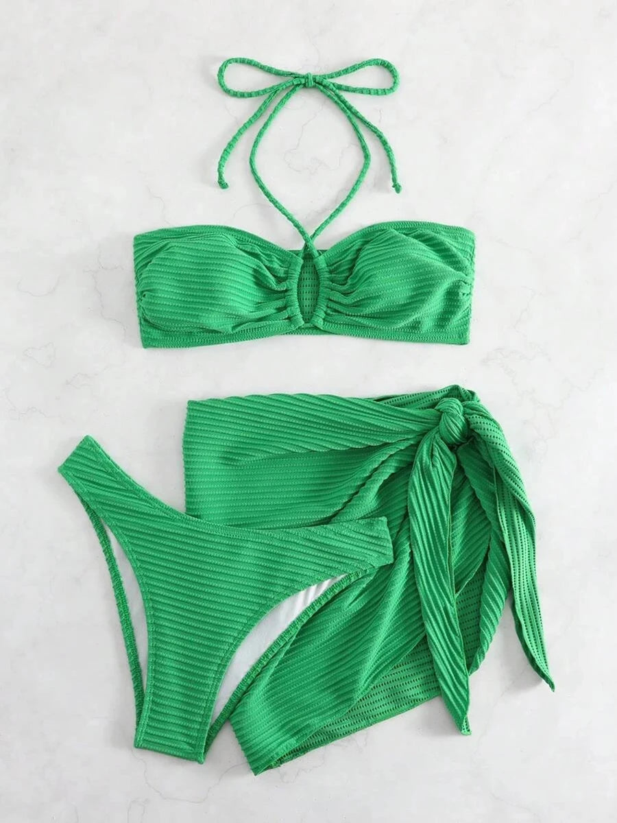 Three Piece String Bikini Skirt Swimsuit Collection