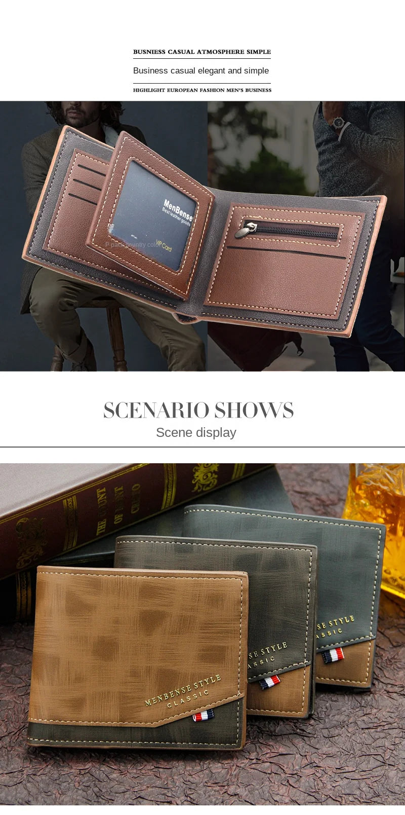 Men's Short Frosted Large Capacity Leather Wallet Collection