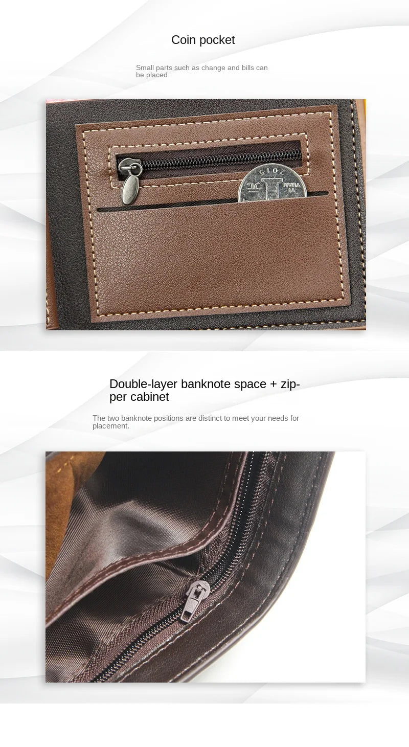 Men's Short Frosted Large Capacity Leather Wallet Collection