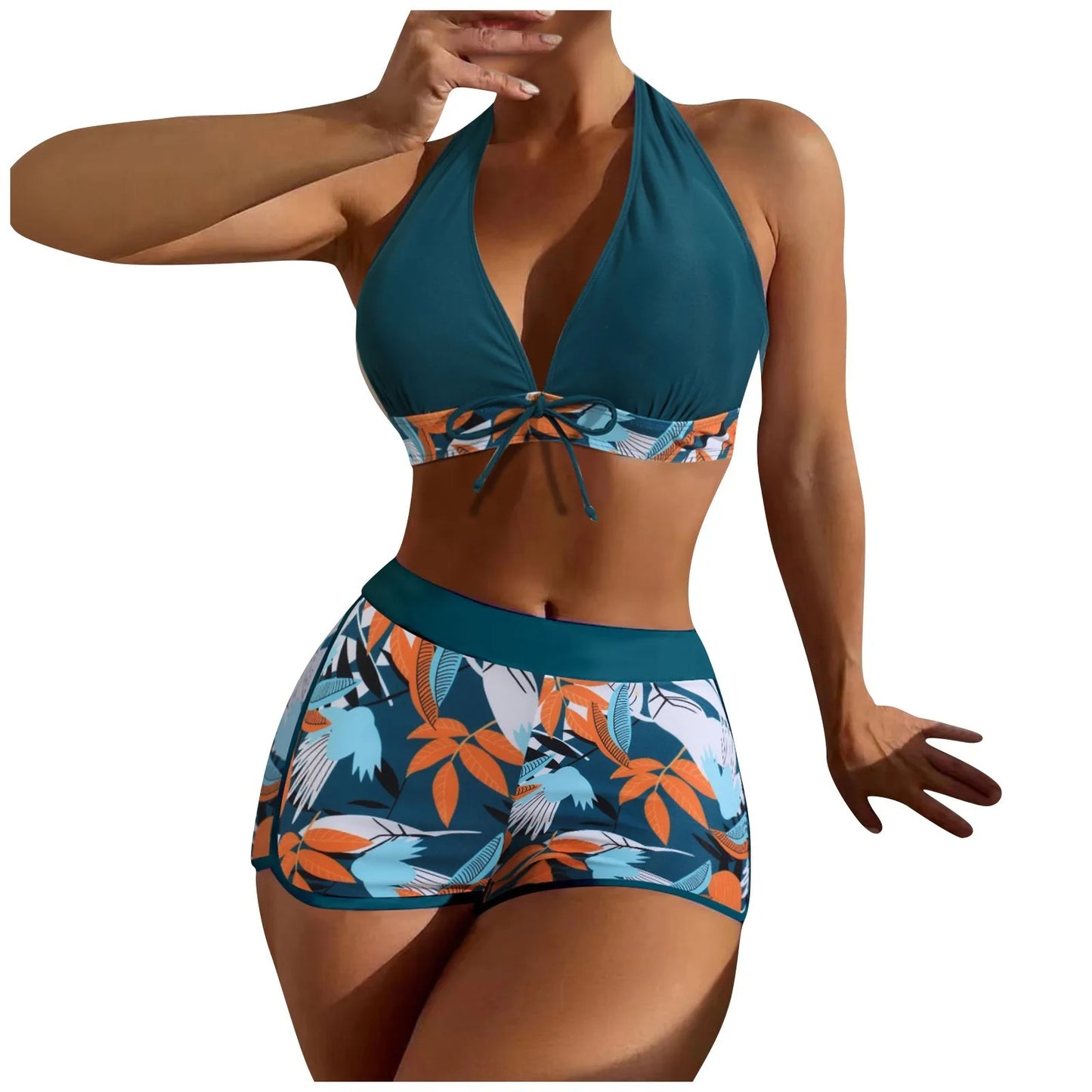 Retro Leaf Print Bikini Collection