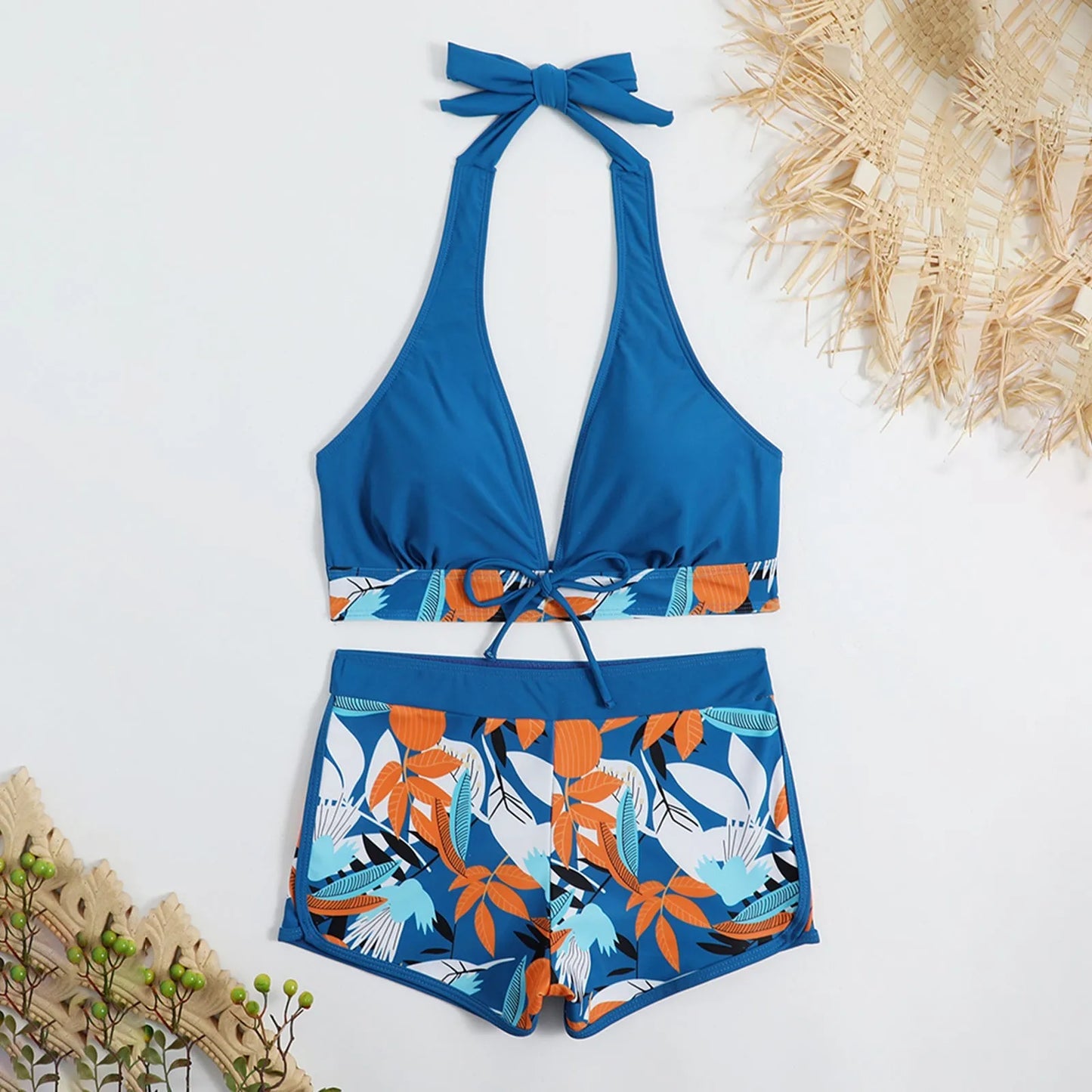 Retro Leaf Print Bikini Collection