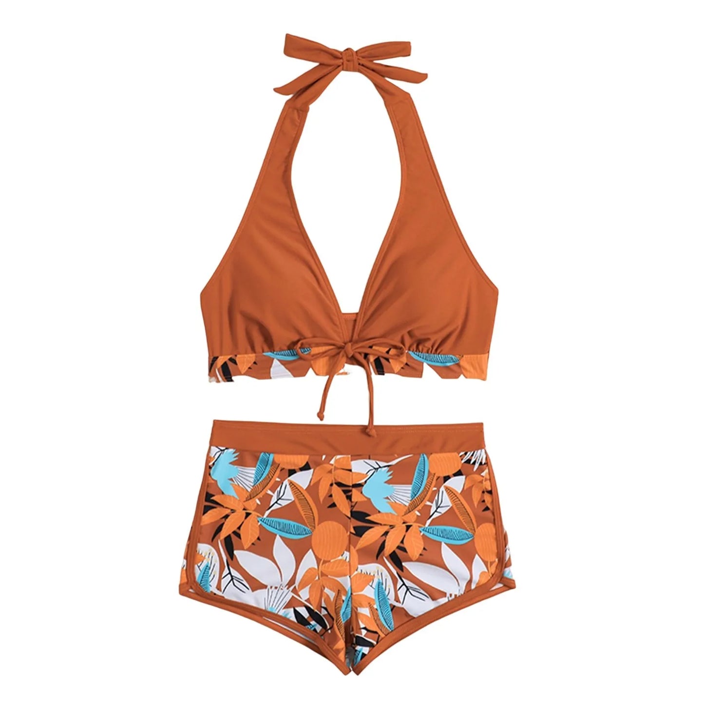 Retro Leaf Print Bikini Collection