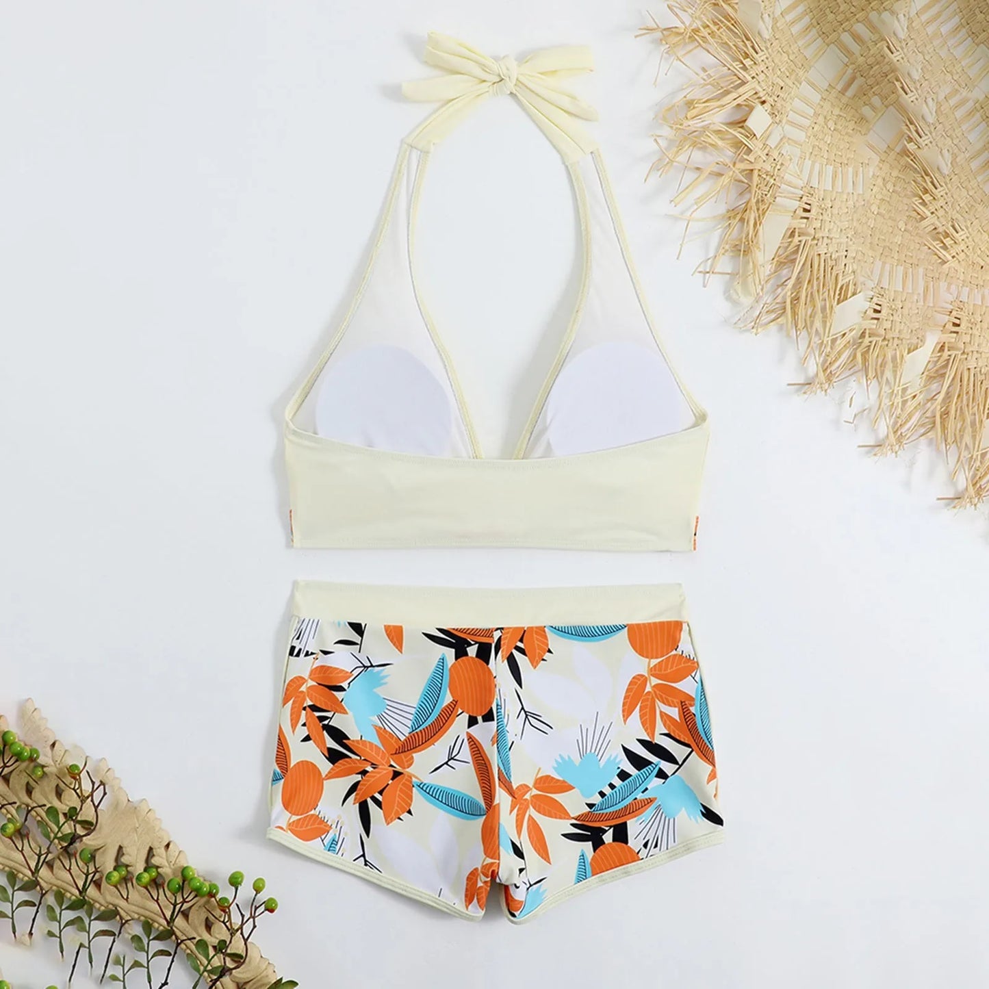 Retro Leaf Print Bikini Collection