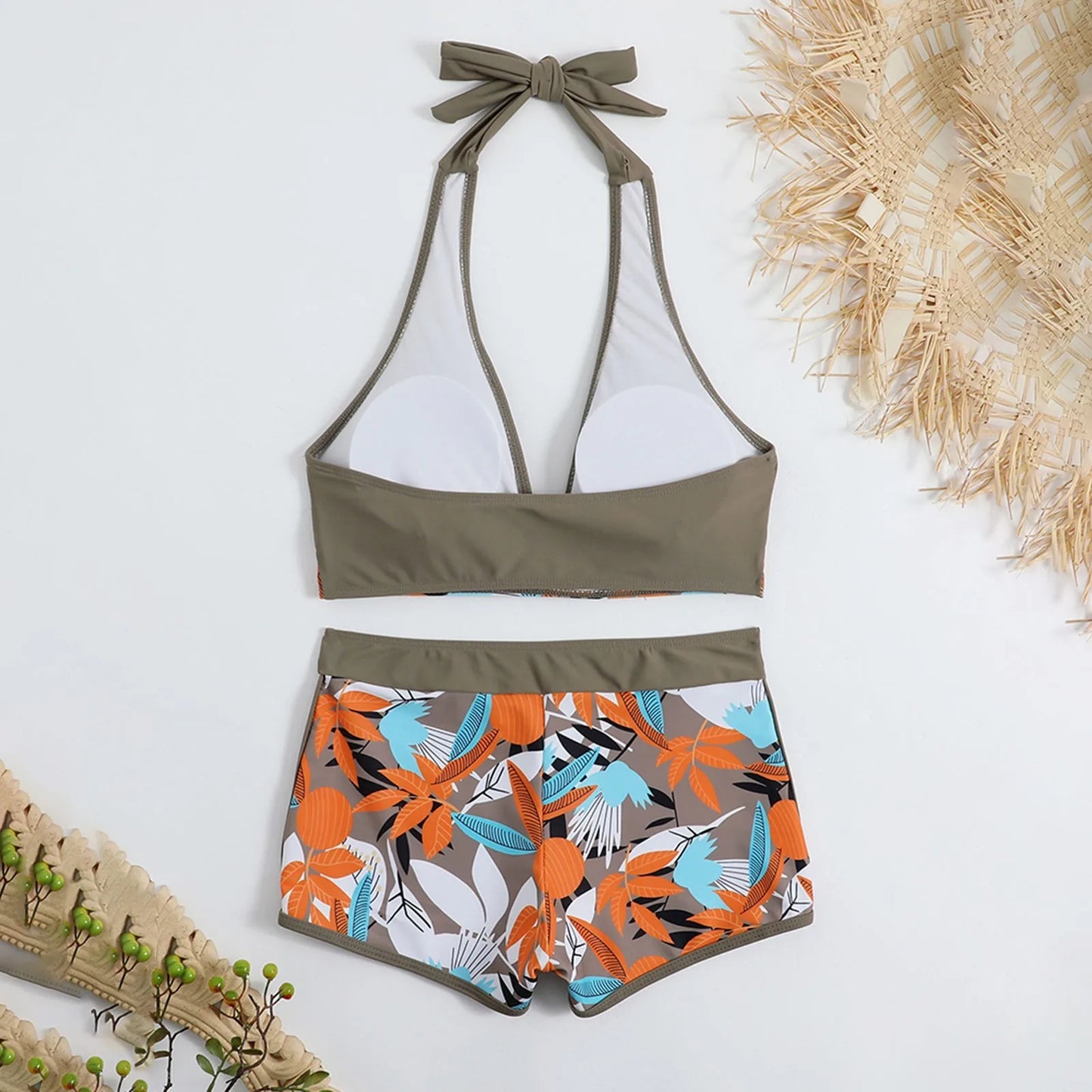 Retro Leaf Print Bikini Collection