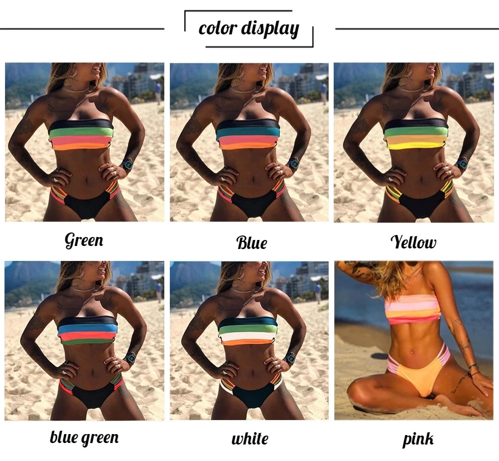 Rainbow Striped Bikini Collection