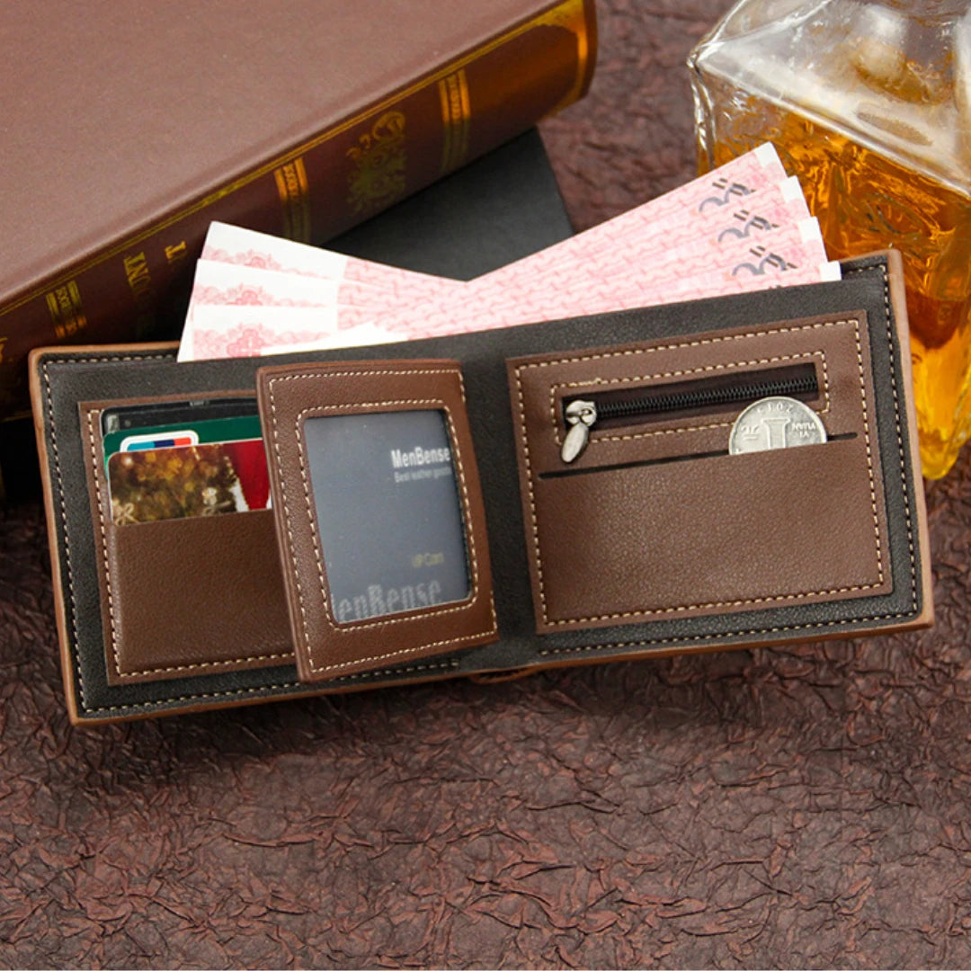 Men's Short Frosted Large Capacity Leather Wallet Collection