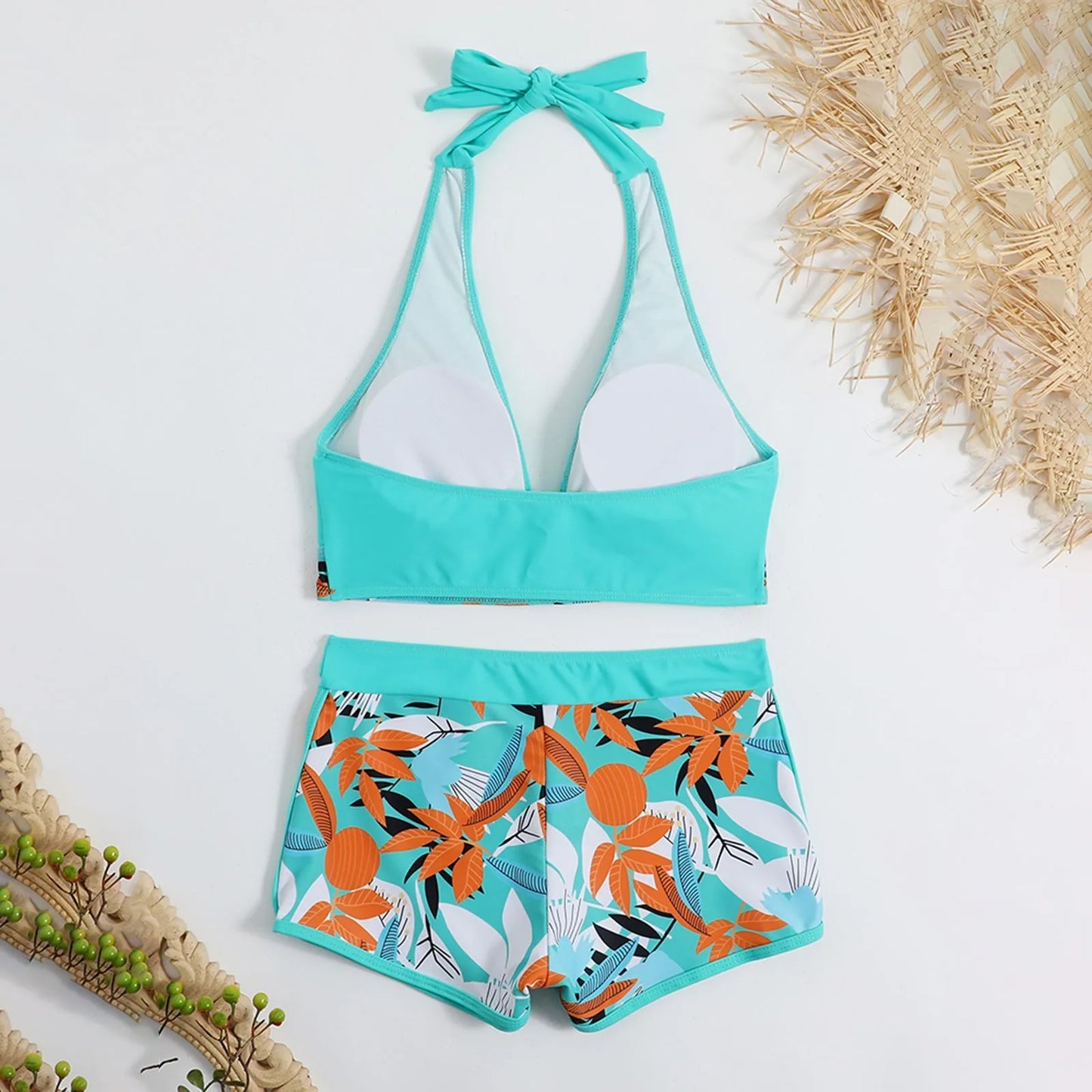 Retro Leaf Print Bikini Collection