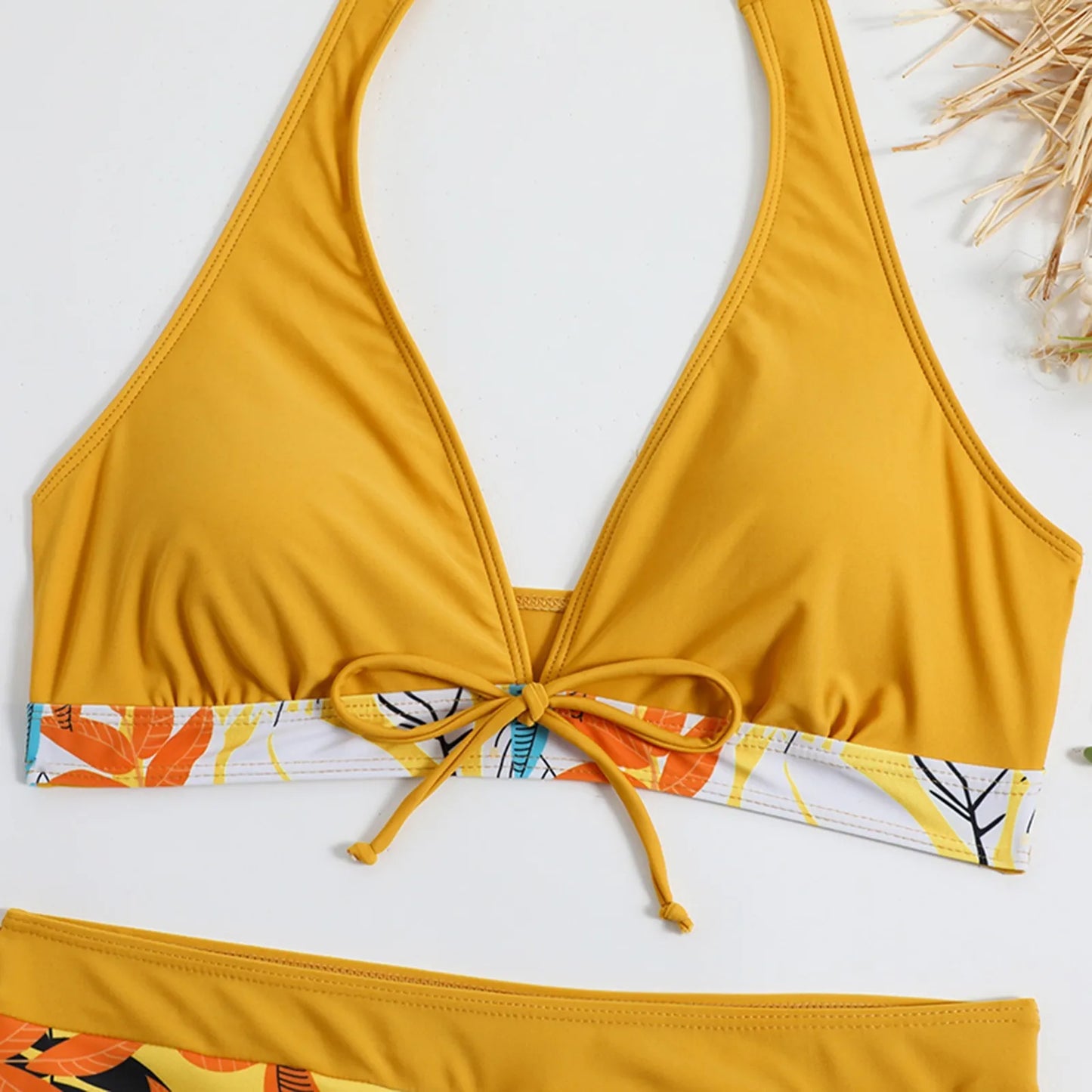 Retro Leaf Print Bikini Collection