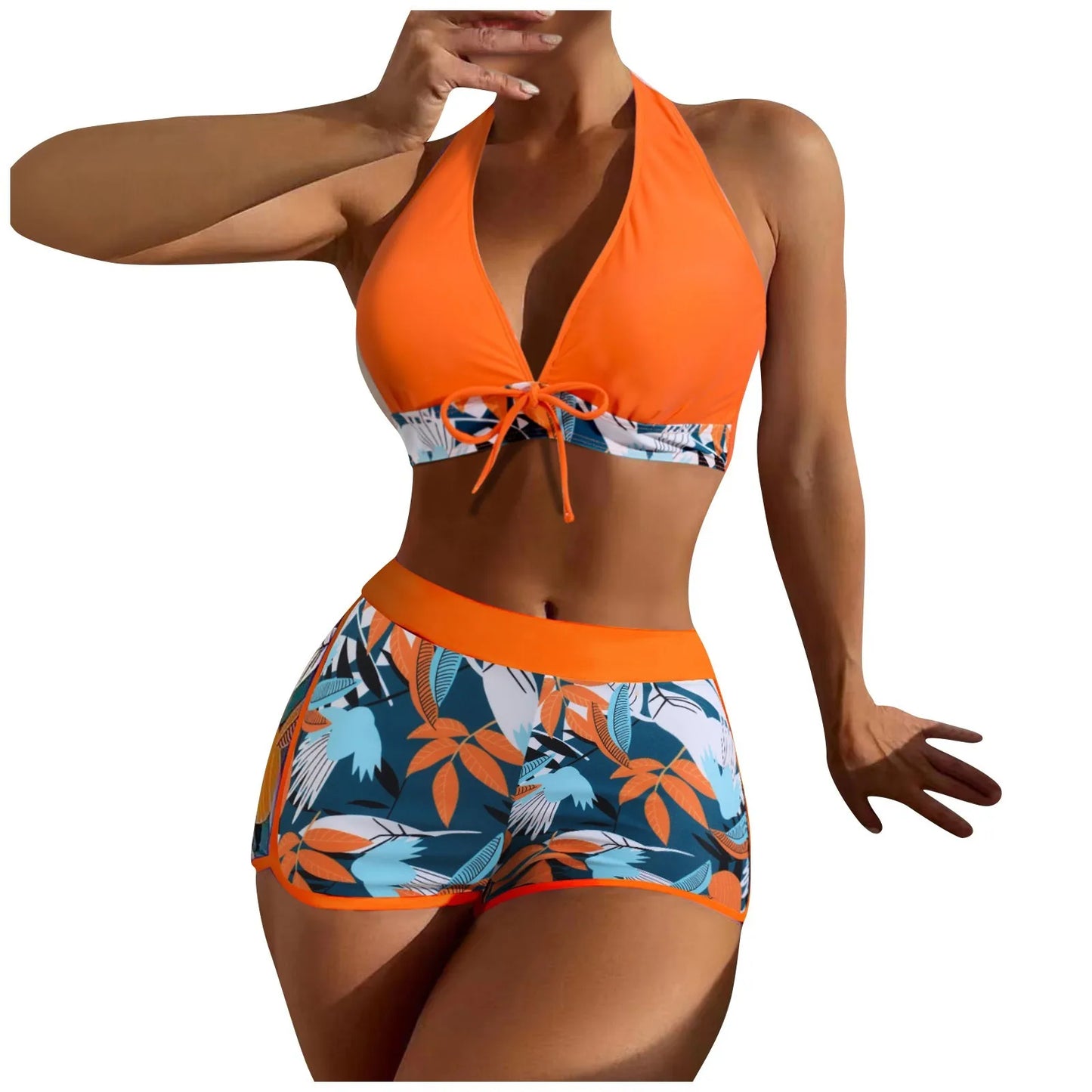Retro Leaf Print Bikini Collection