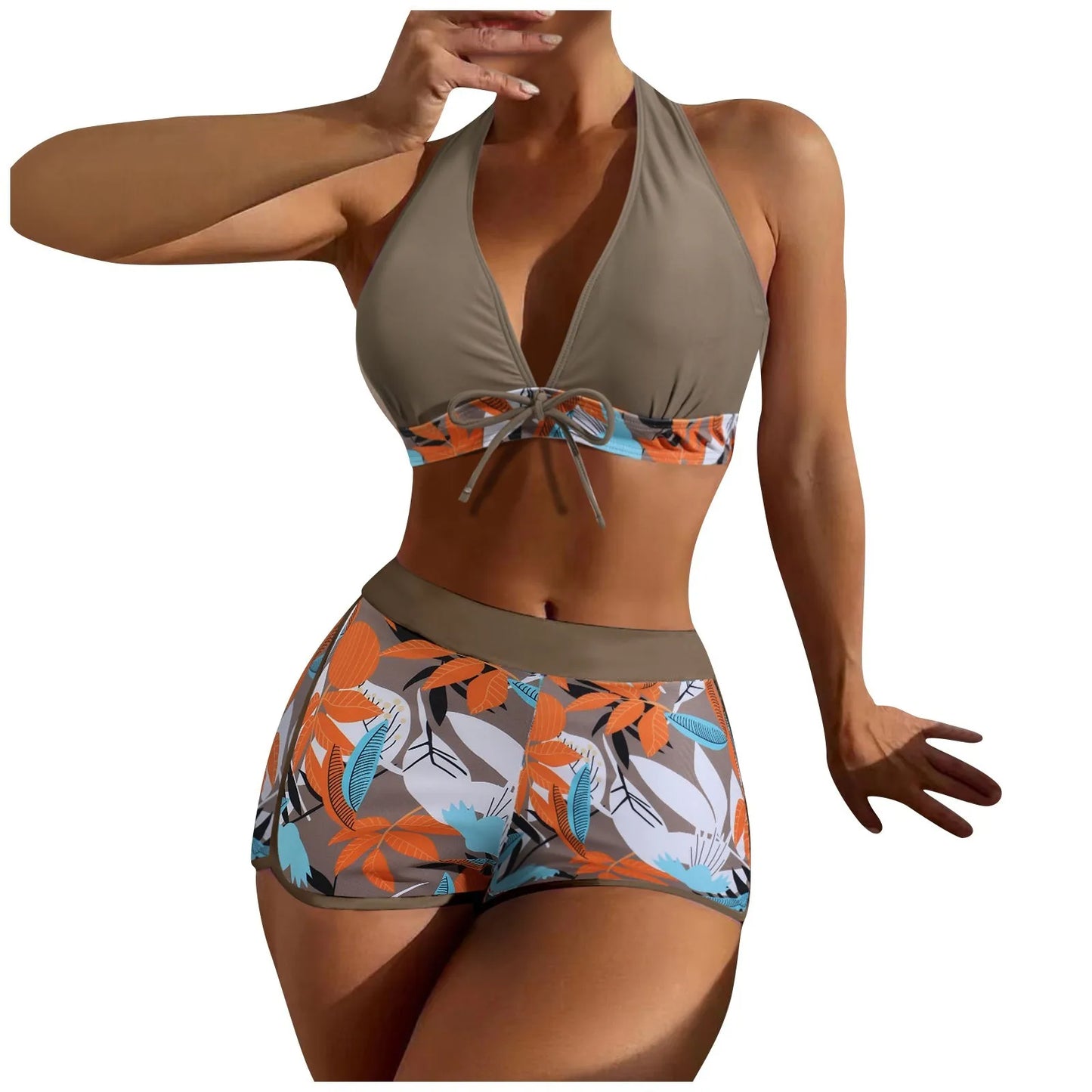 Retro Leaf Print Bikini Collection