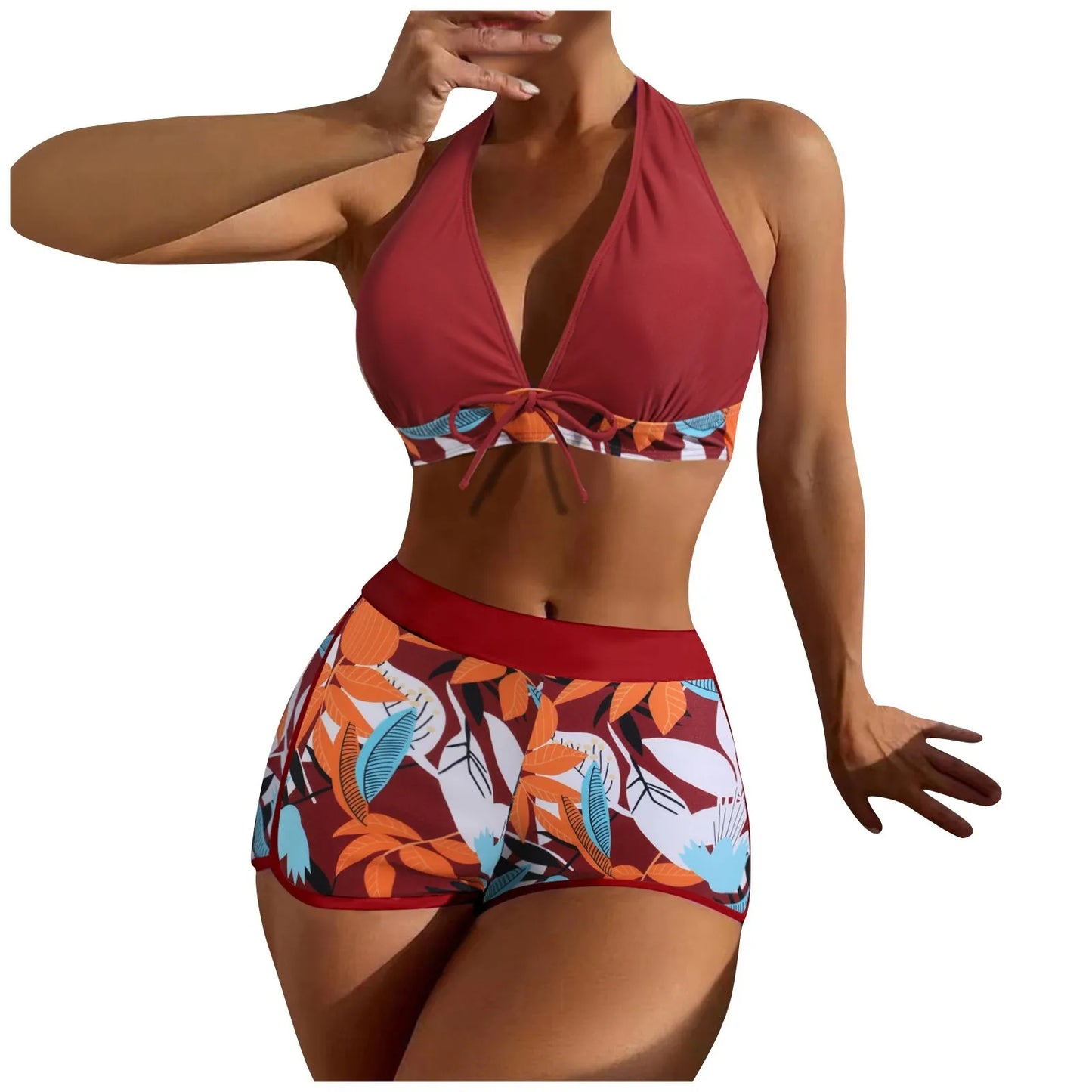 Retro Leaf Print Bikini Collection