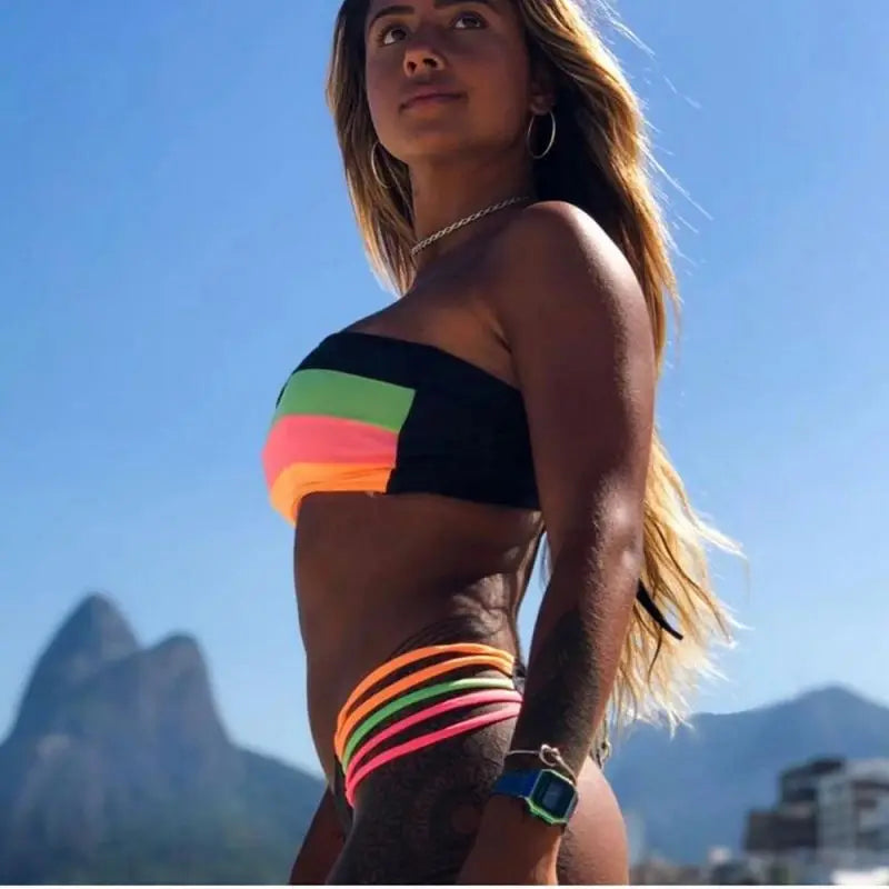 Rainbow Striped Bikini Collection