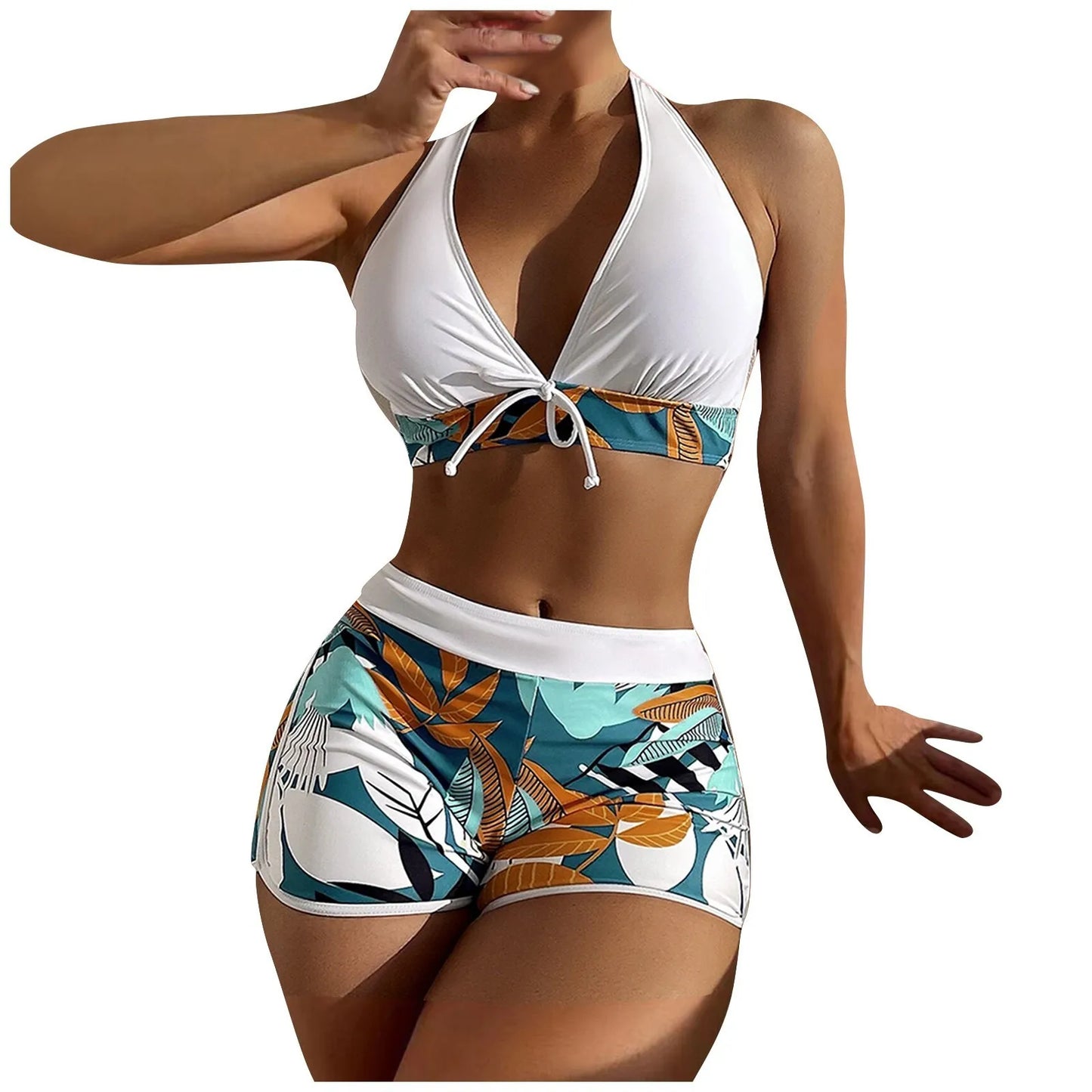 Retro Leaf Print Bikini Collection