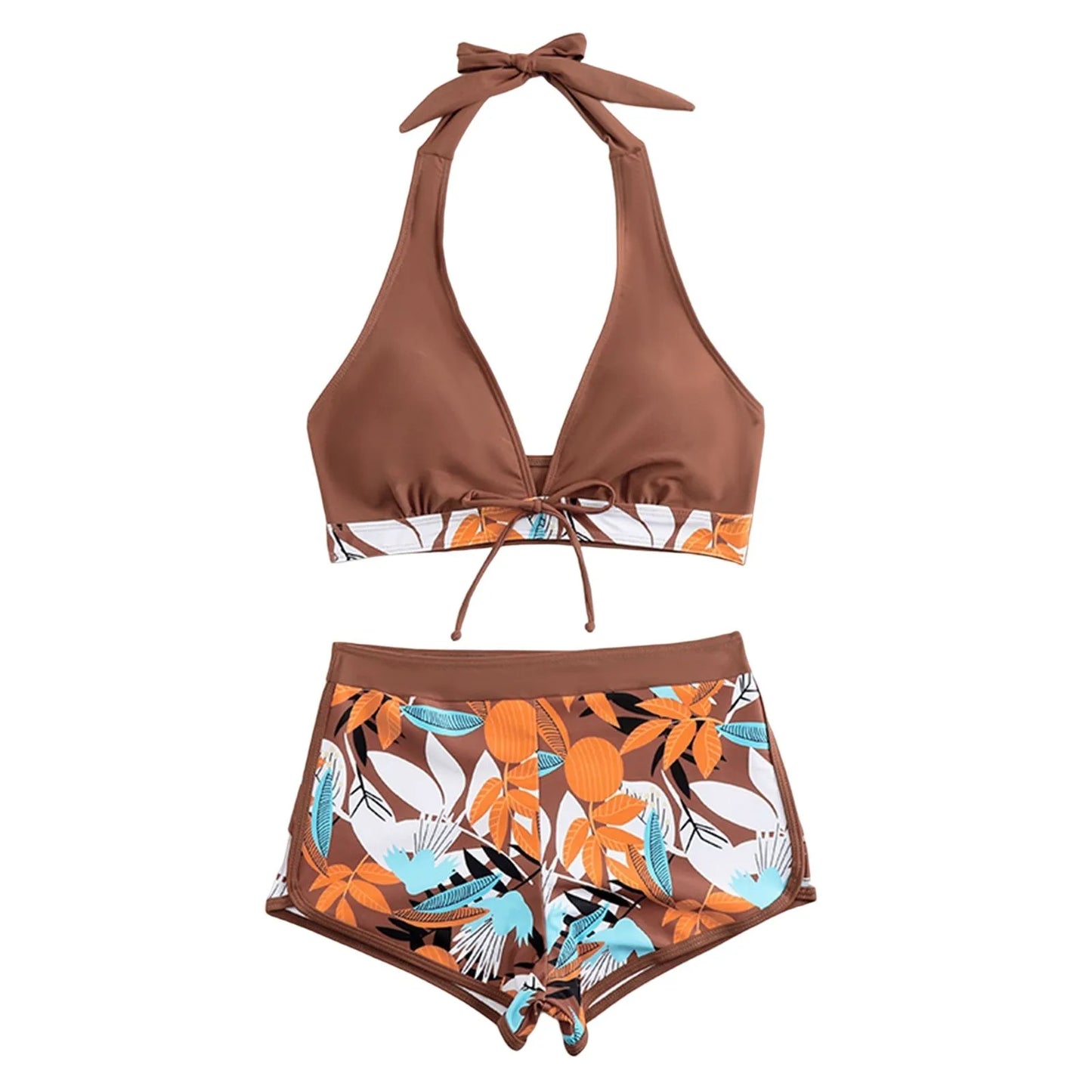 Retro Leaf Print Bikini Collection