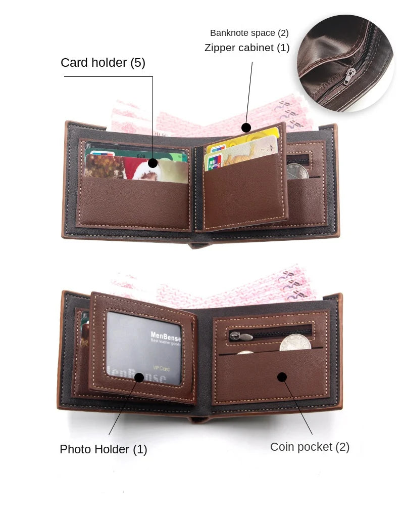 Men's Short Frosted Large Capacity Leather Wallet Collection