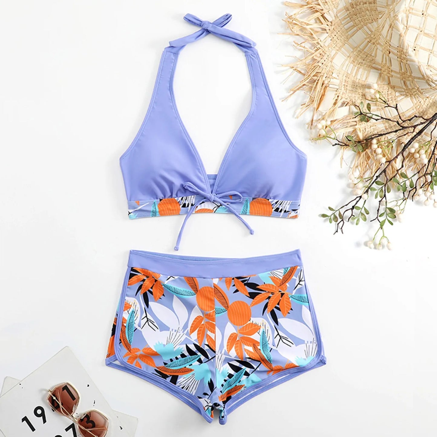 Retro Leaf Print Bikini Collection