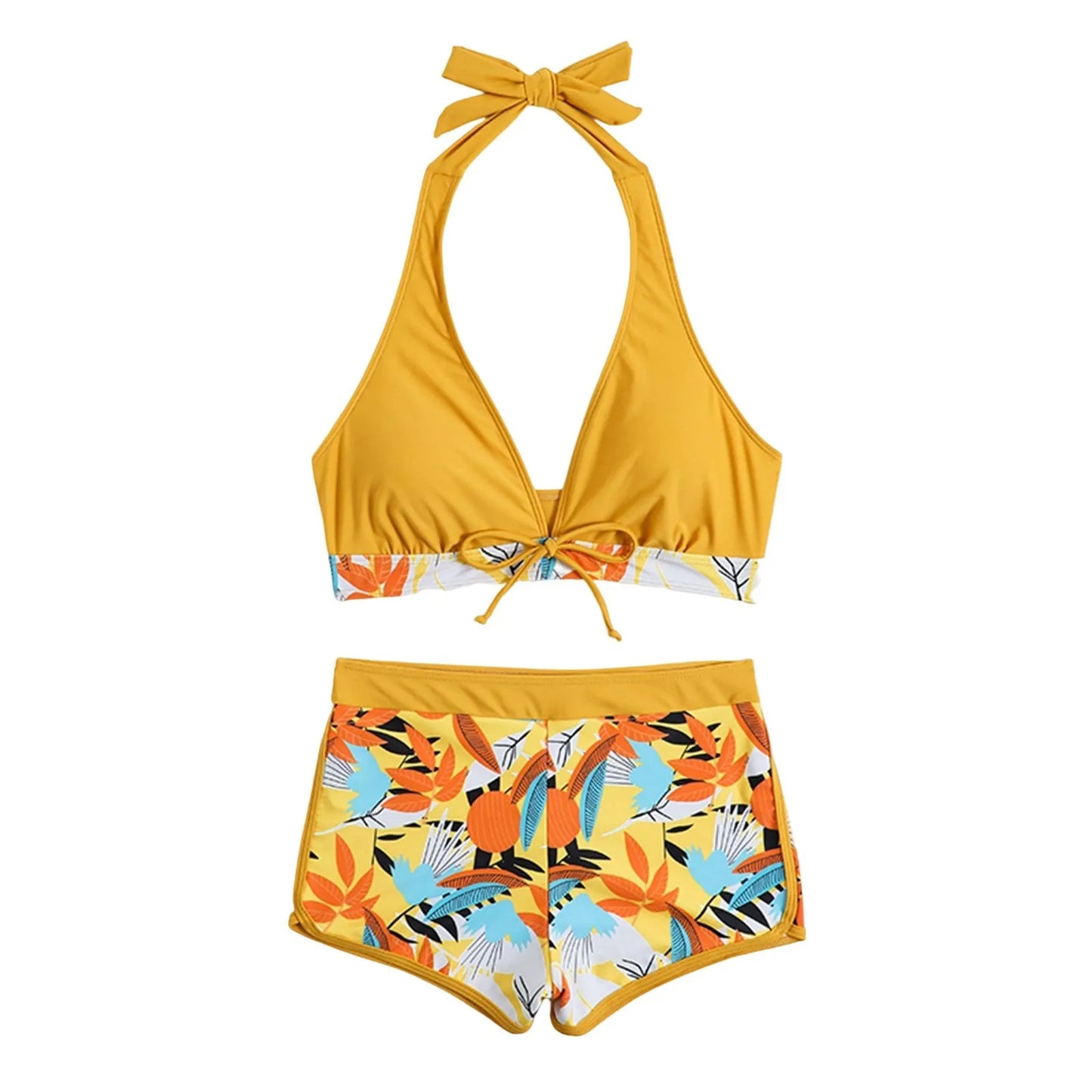 Retro Leaf Print Bikini Collection