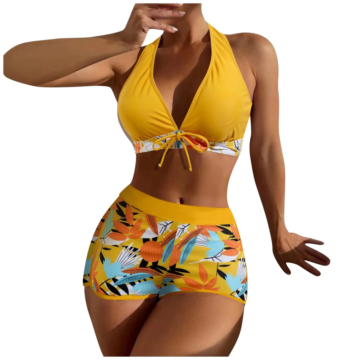 Retro Leaf Print Bikini Collection