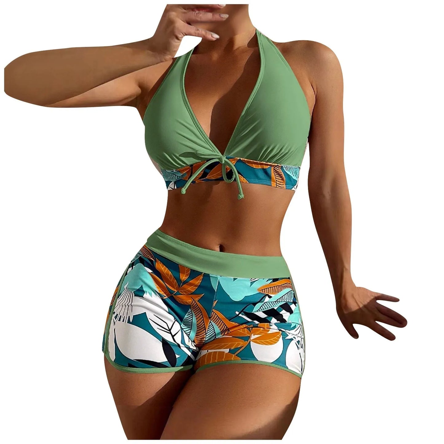 Retro Leaf Print Bikini Collection
