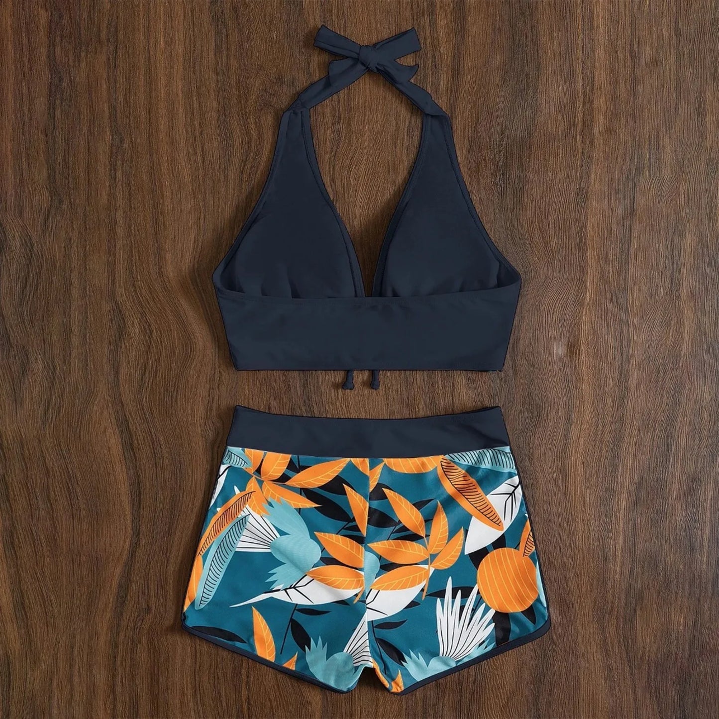 Retro Leaf Print Bikini Collection