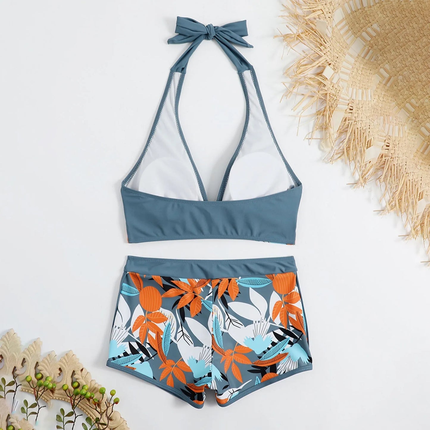 Retro Leaf Print Bikini Collection