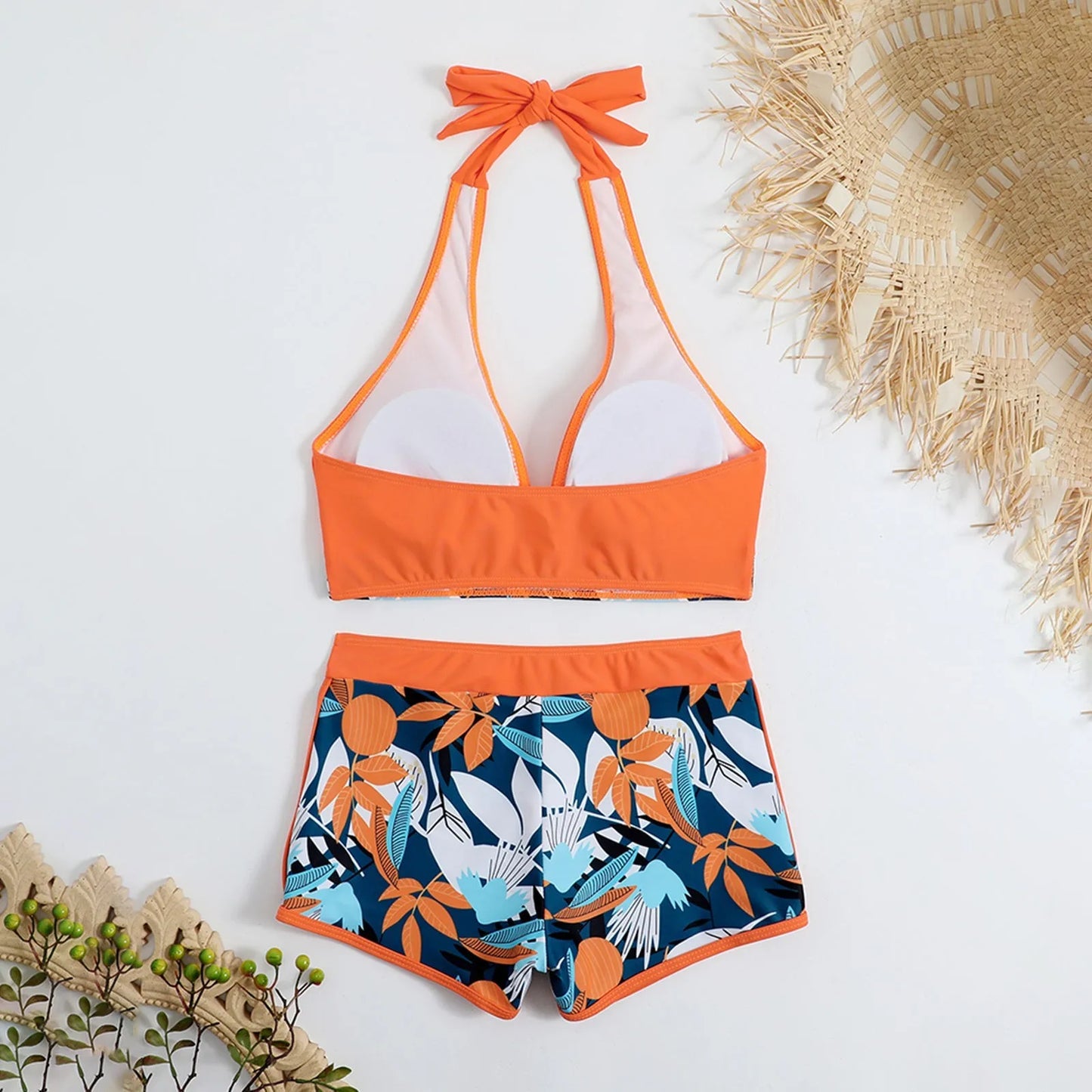 Retro Leaf Print Bikini Collection