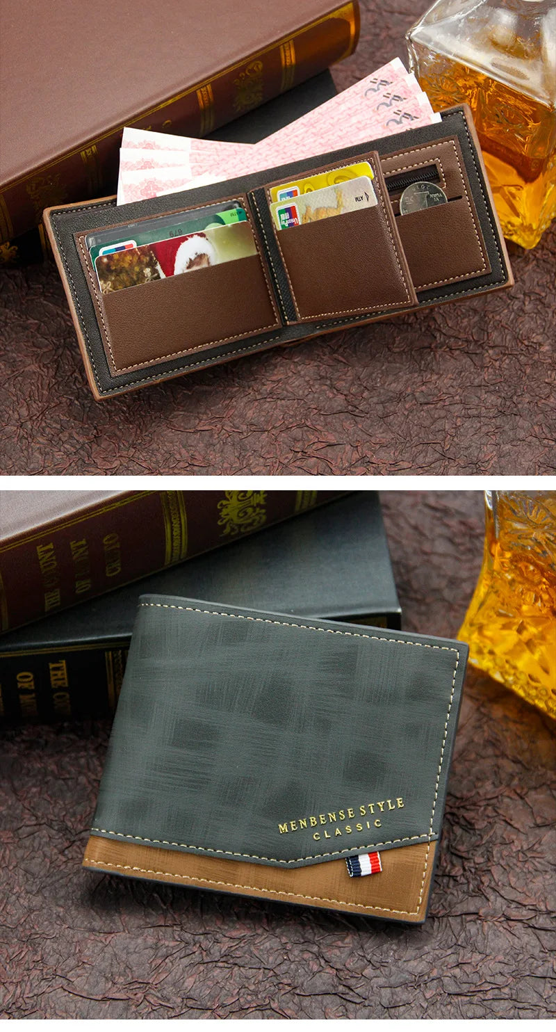 Men's Short Frosted Large Capacity Leather Wallet Collection