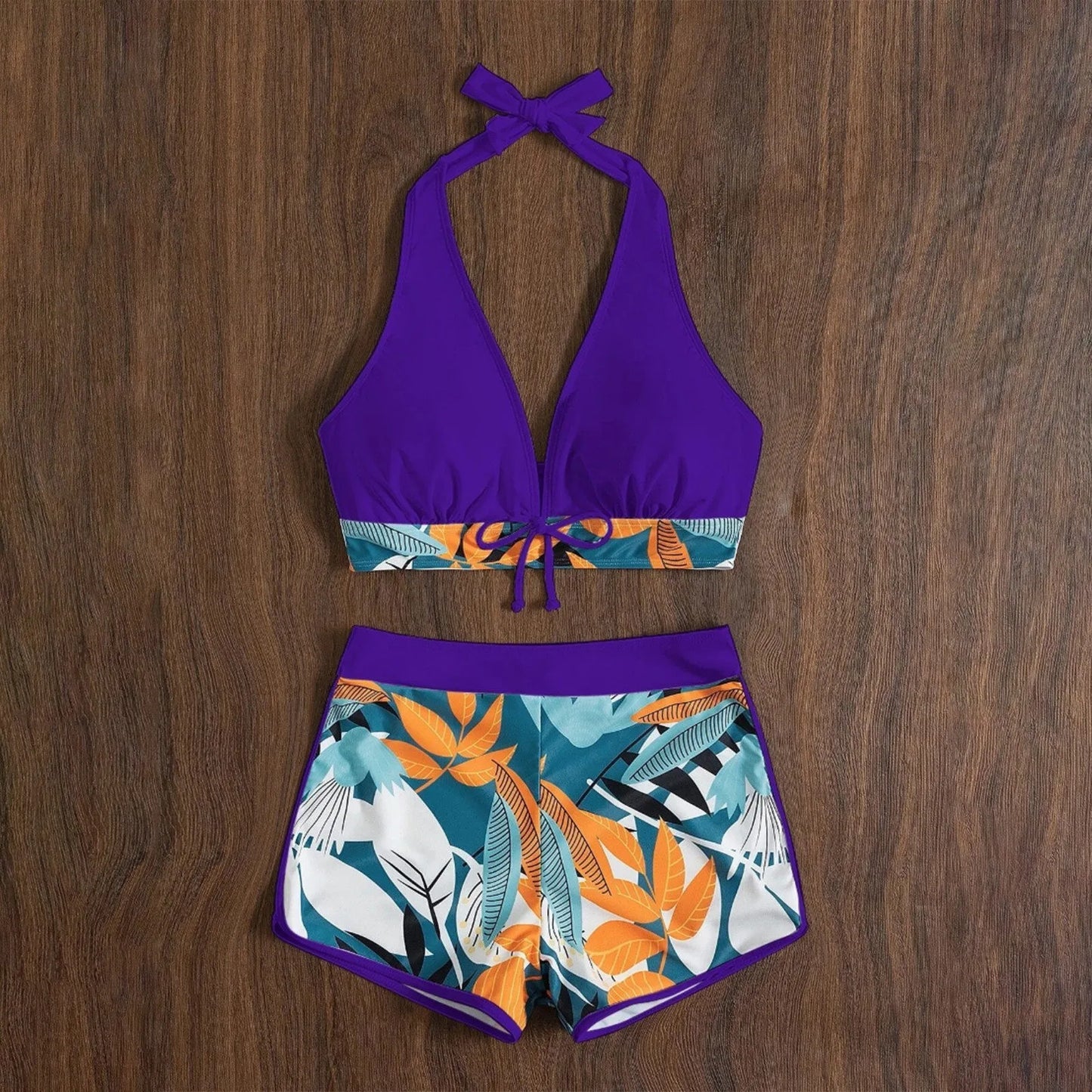 Retro Leaf Print Bikini Collection