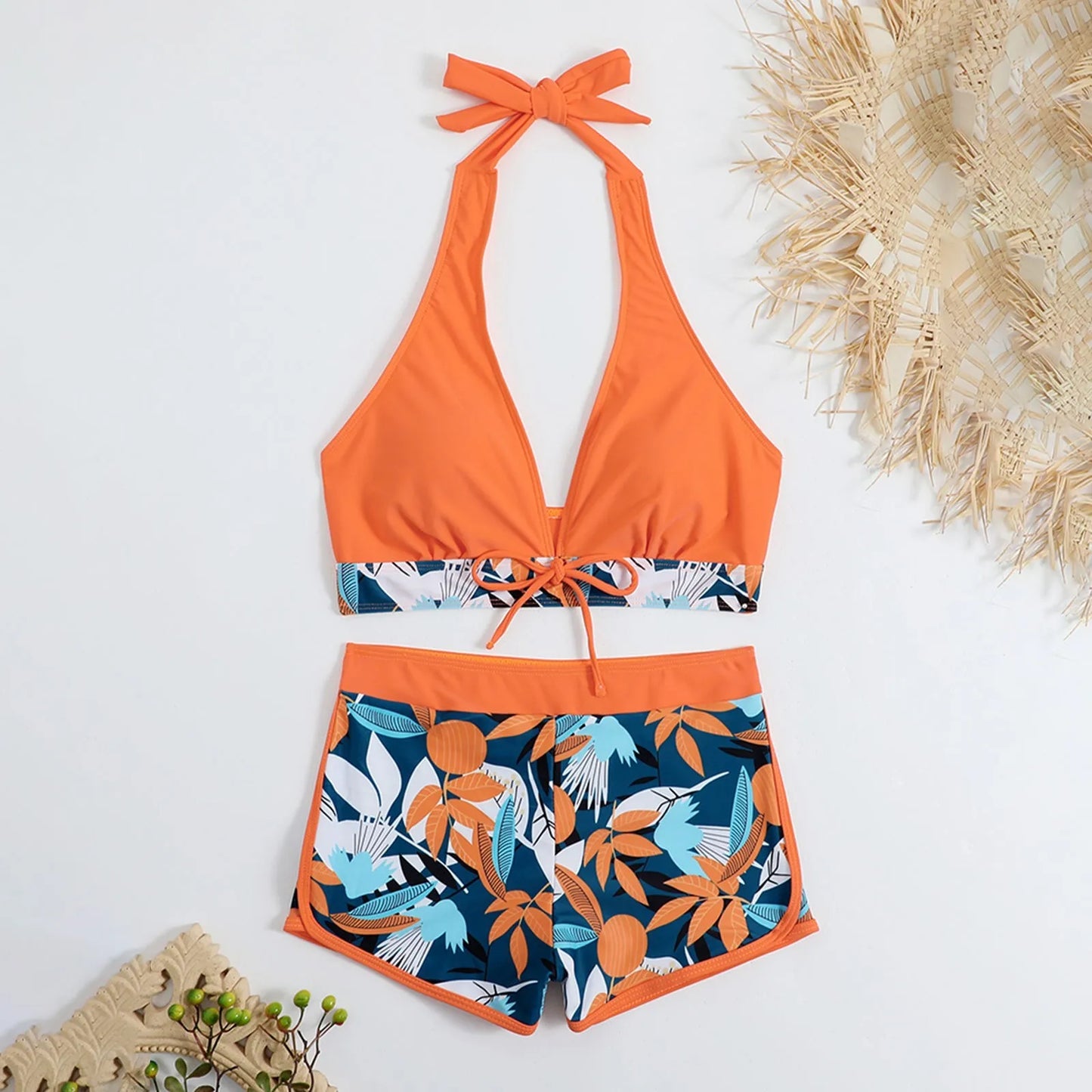 Retro Leaf Print Bikini Collection