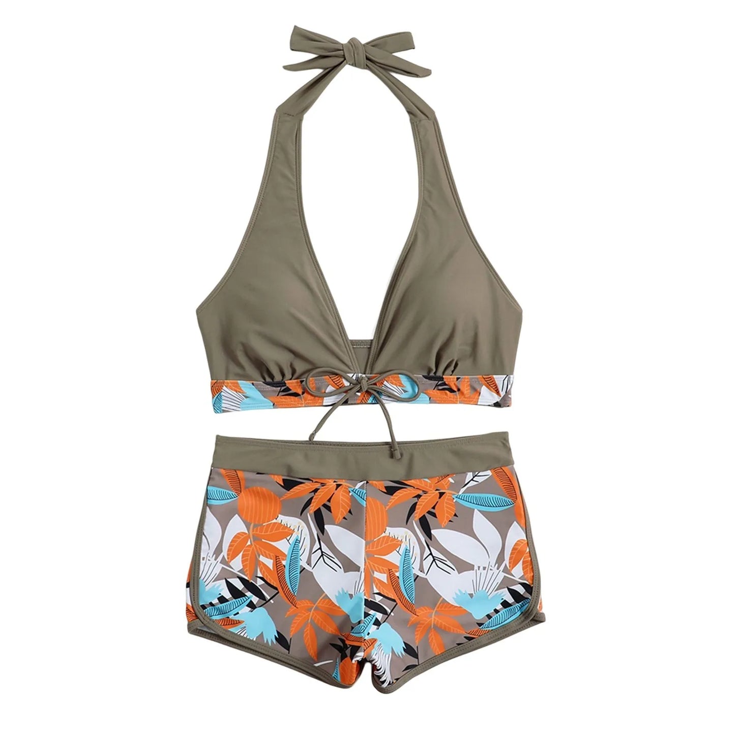 Retro Leaf Print Bikini Collection