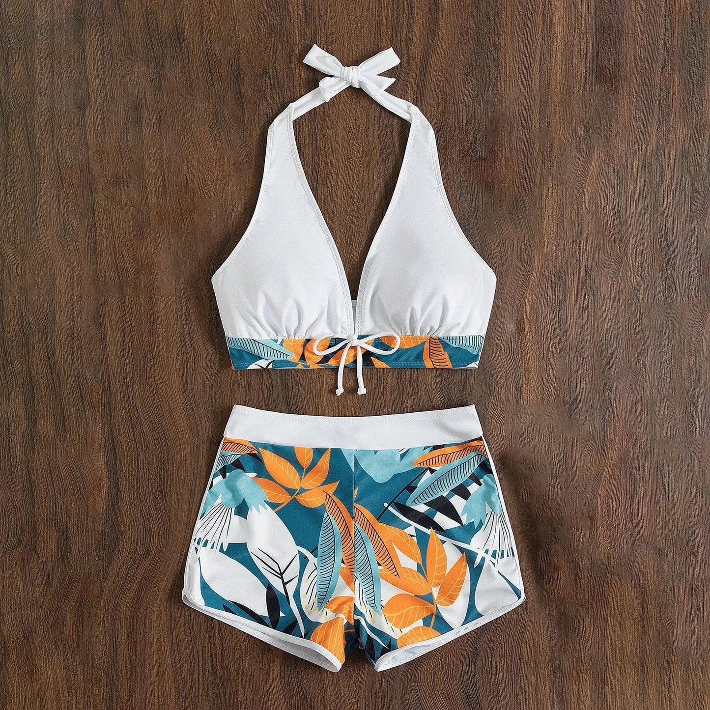 Retro Leaf Print Bikini Collection