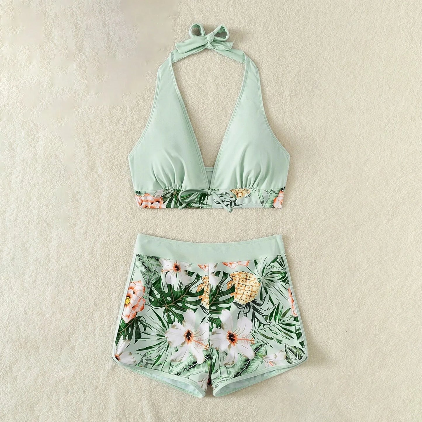 Retro Leaf Print Bikini Collection