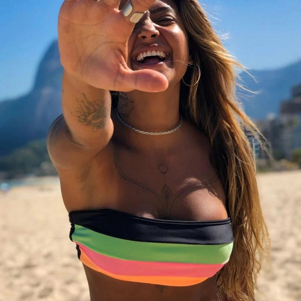Rainbow Striped Bikini Collection