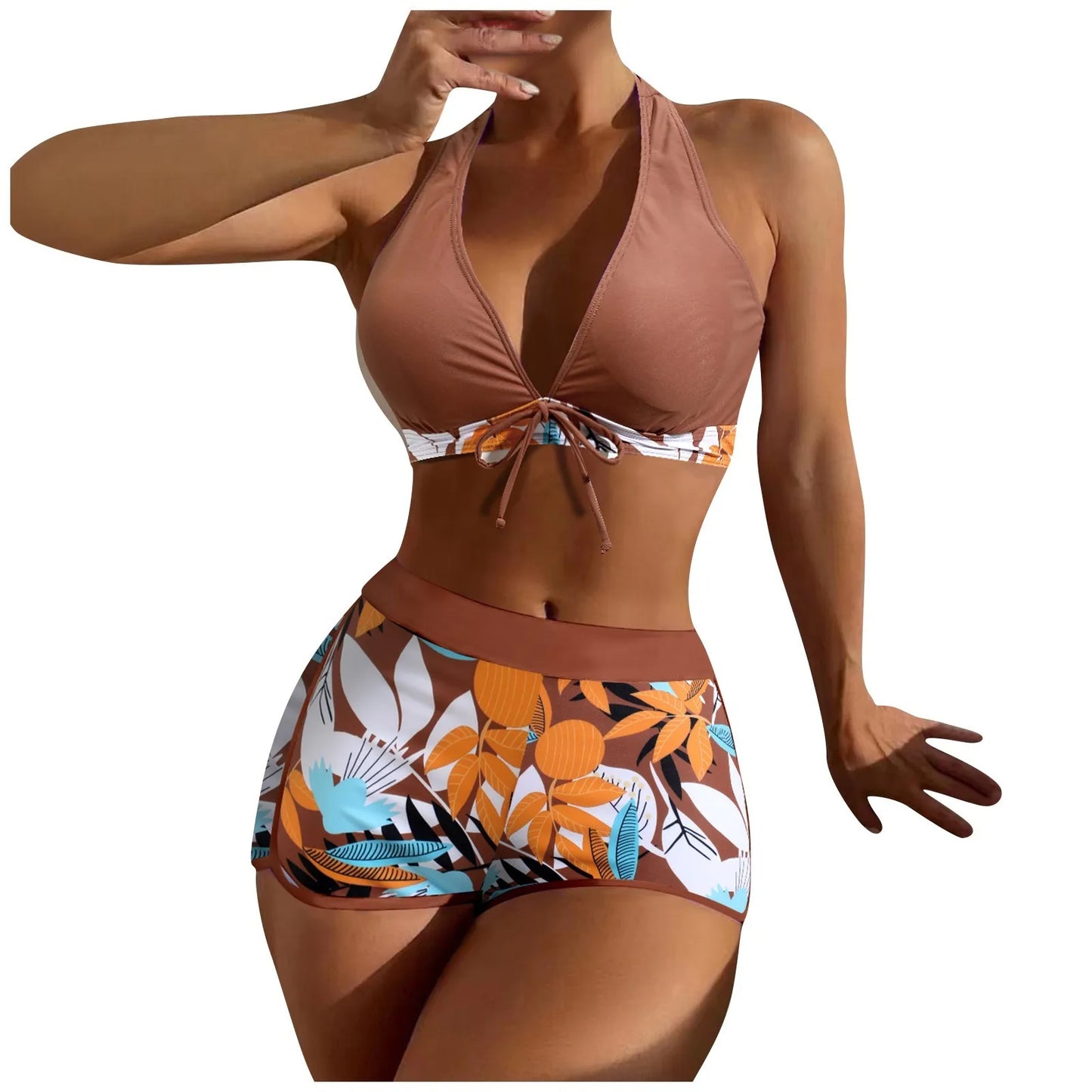 Retro Leaf Print Bikini Collection