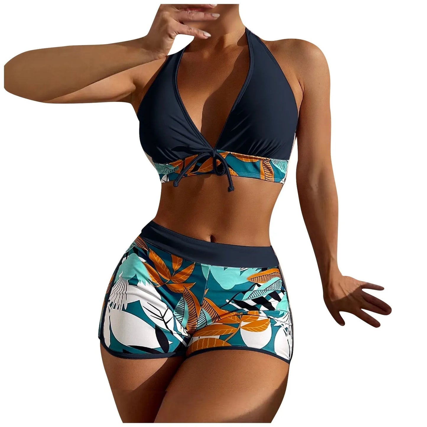 Retro Leaf Print Bikini Collection
