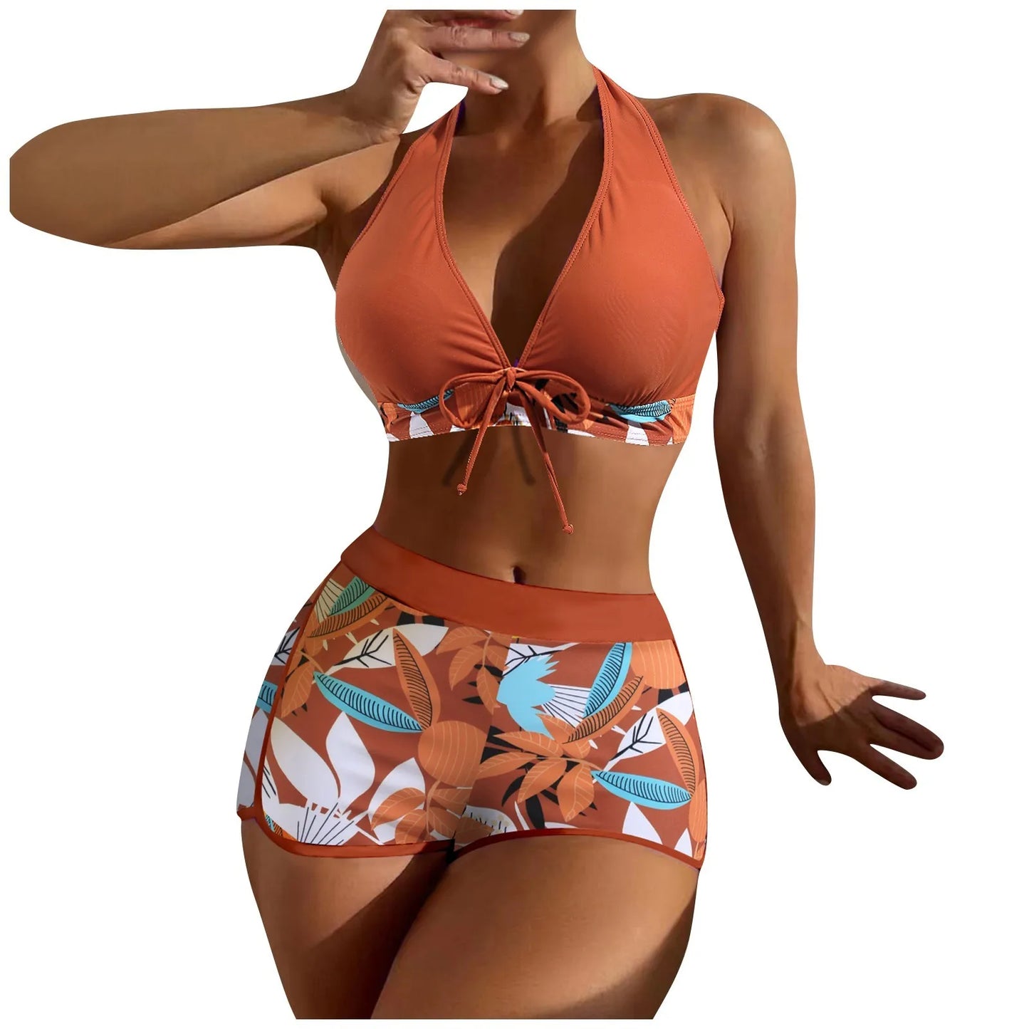 Retro Leaf Print Bikini Collection