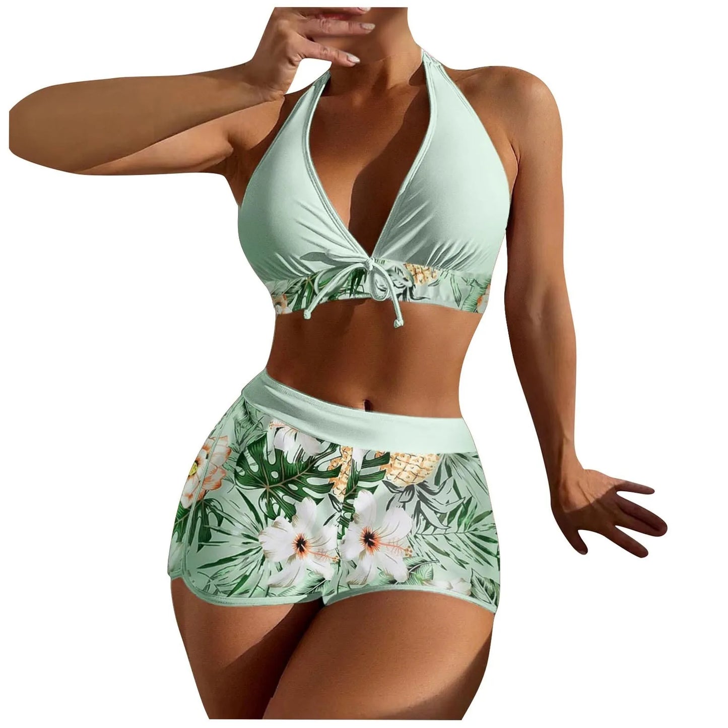 Retro Leaf Print Bikini Collection
