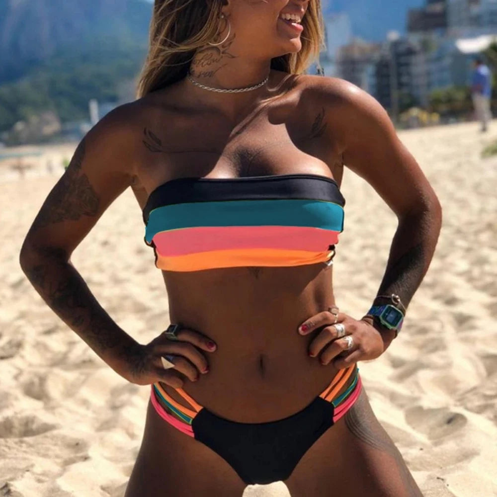 Rainbow Striped Bikini Collection