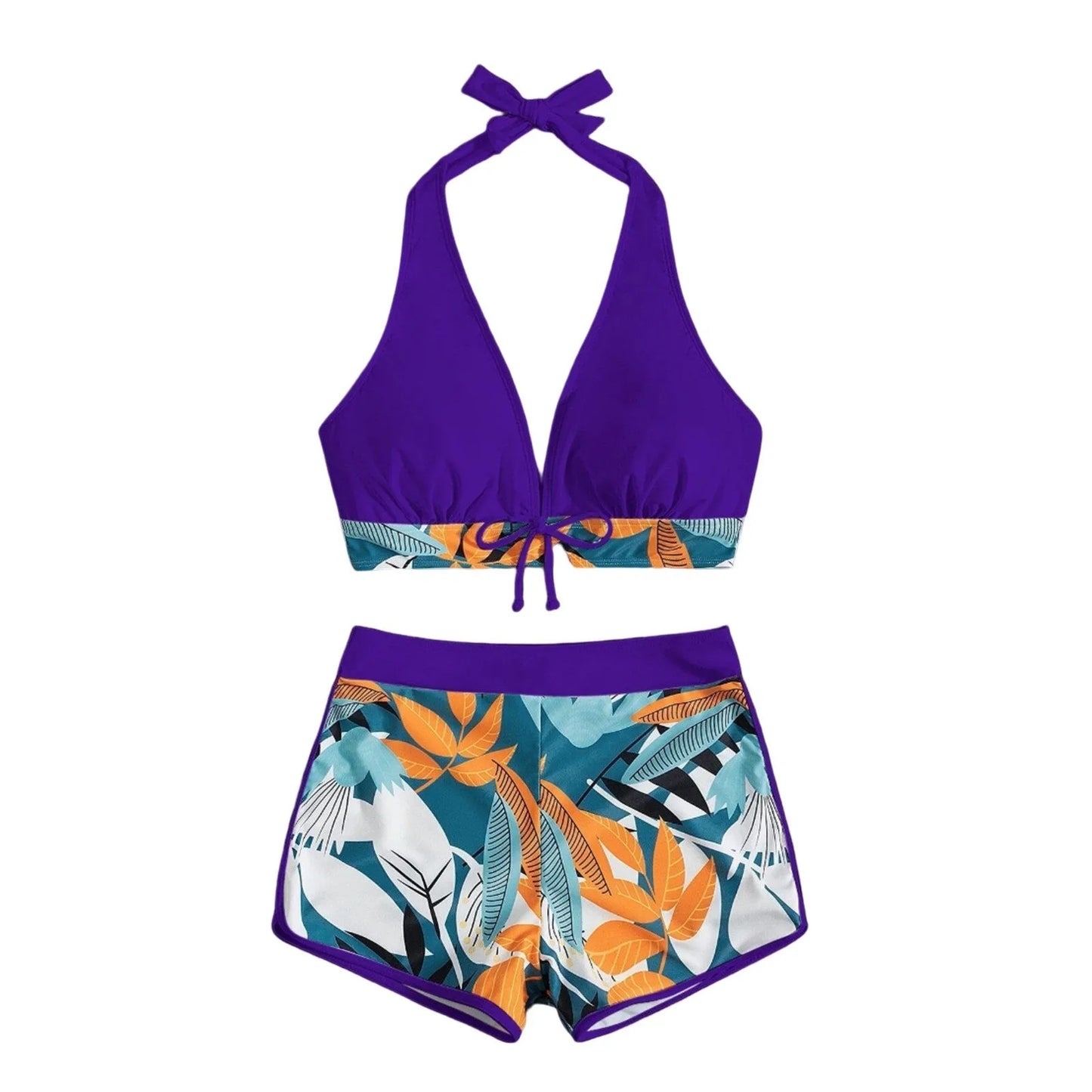 Retro Leaf Print Bikini Collection