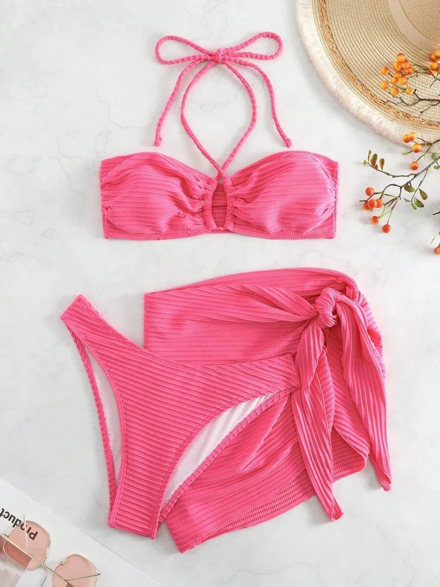 Three Piece String Bikini Skirt Swimsuit Collection