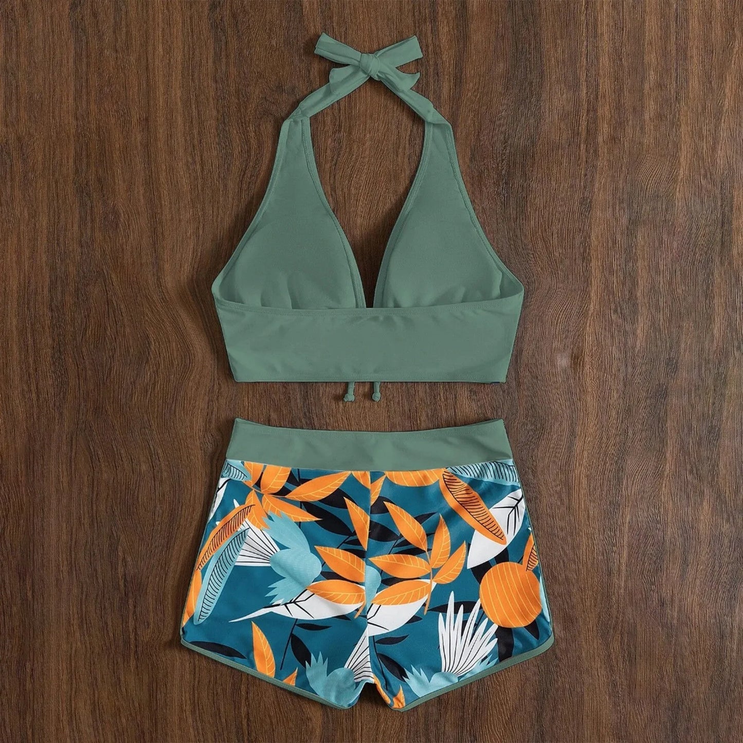 Retro Leaf Print Bikini Collection