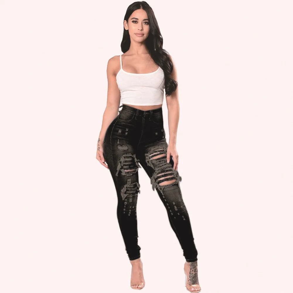 Women's Ripped Style Stretchy Jeans Collection